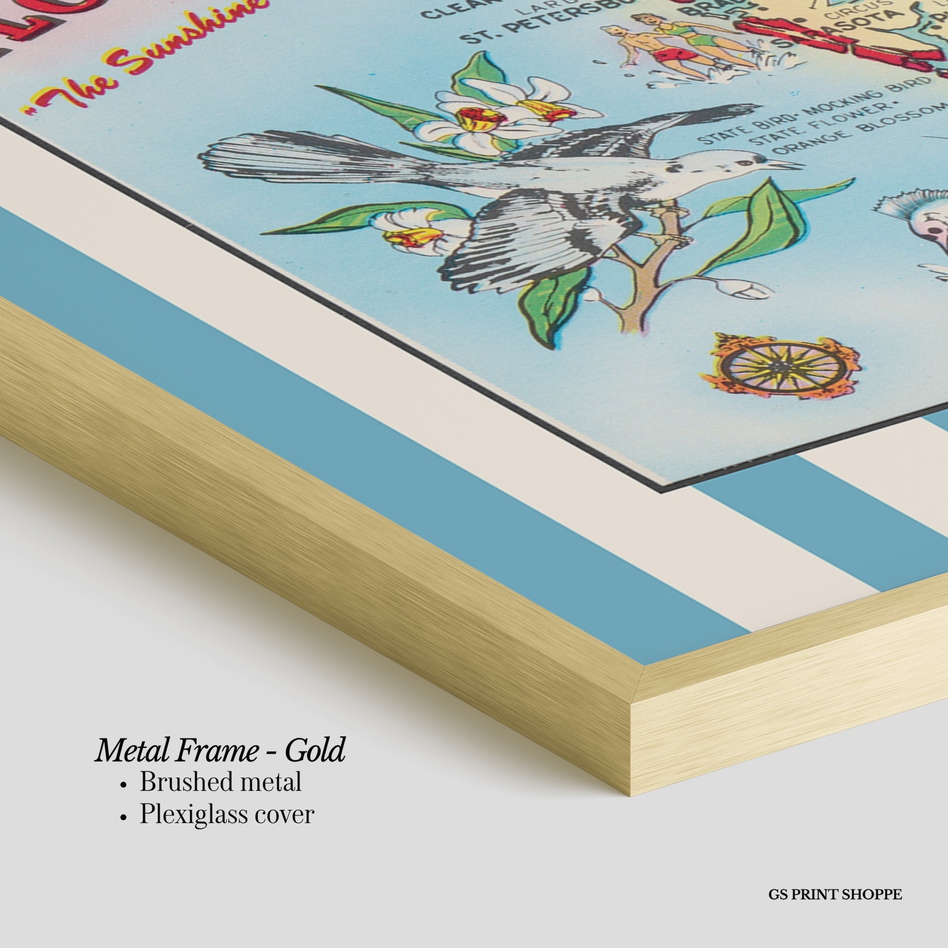 Florida Map Vertical Art Print