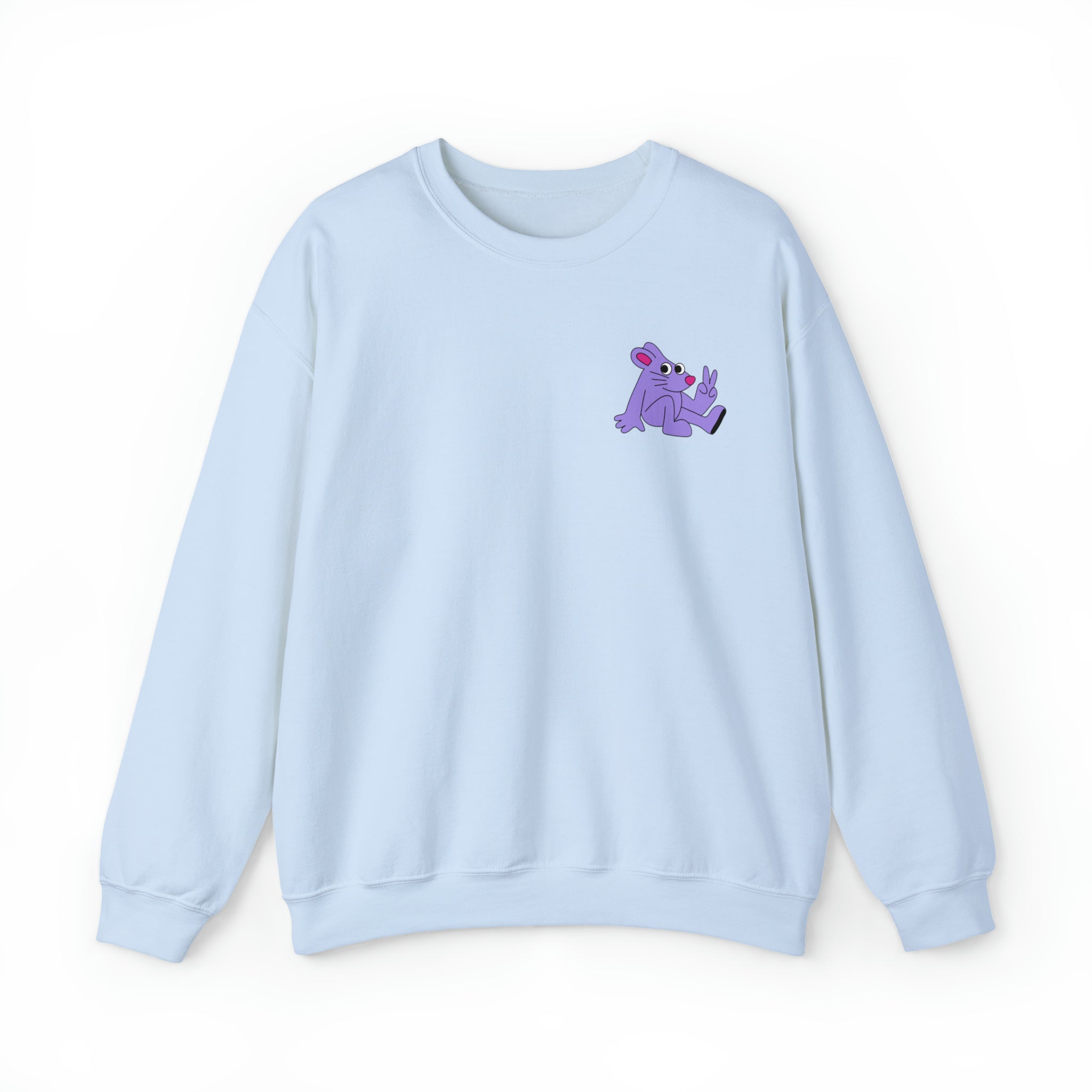 Be Kind sweatshirt in soft blue, promoting positivity.