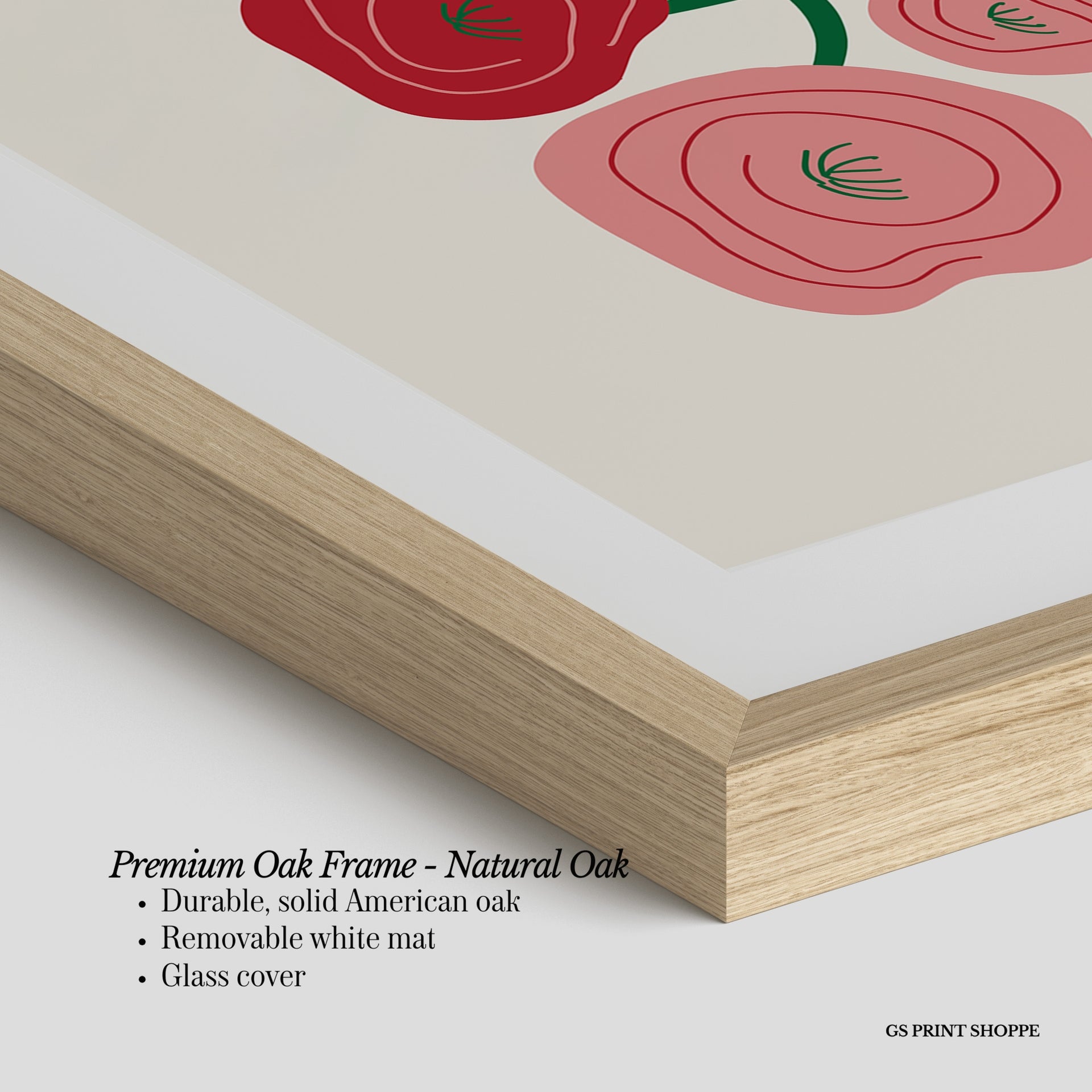 Abstract Red Floral Horizontal Art Print