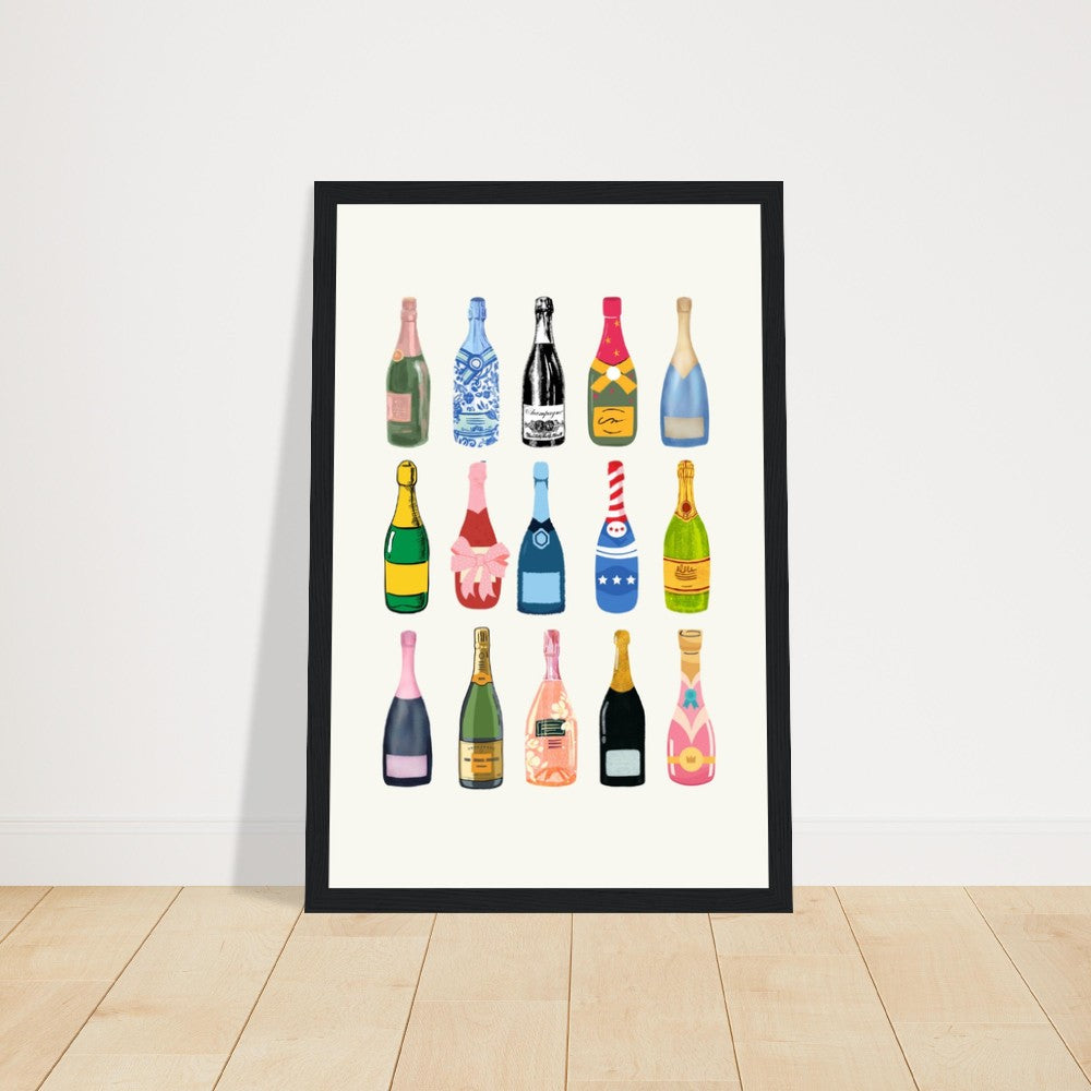 FRAMED Trendy Champagne Poster, Premium Matte Paper Wooden Framed Poster