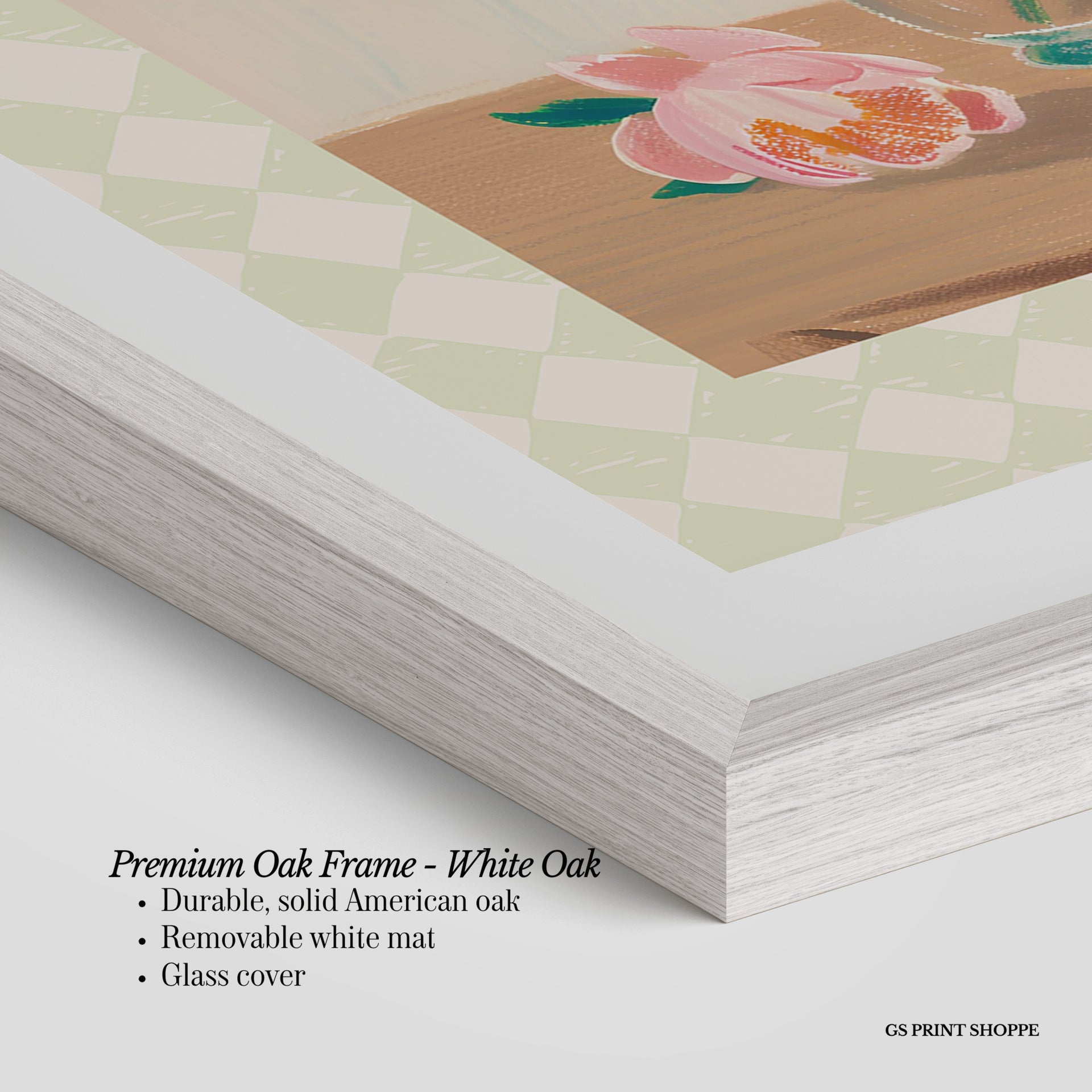 Diamond Peonies Vertical Art Print
