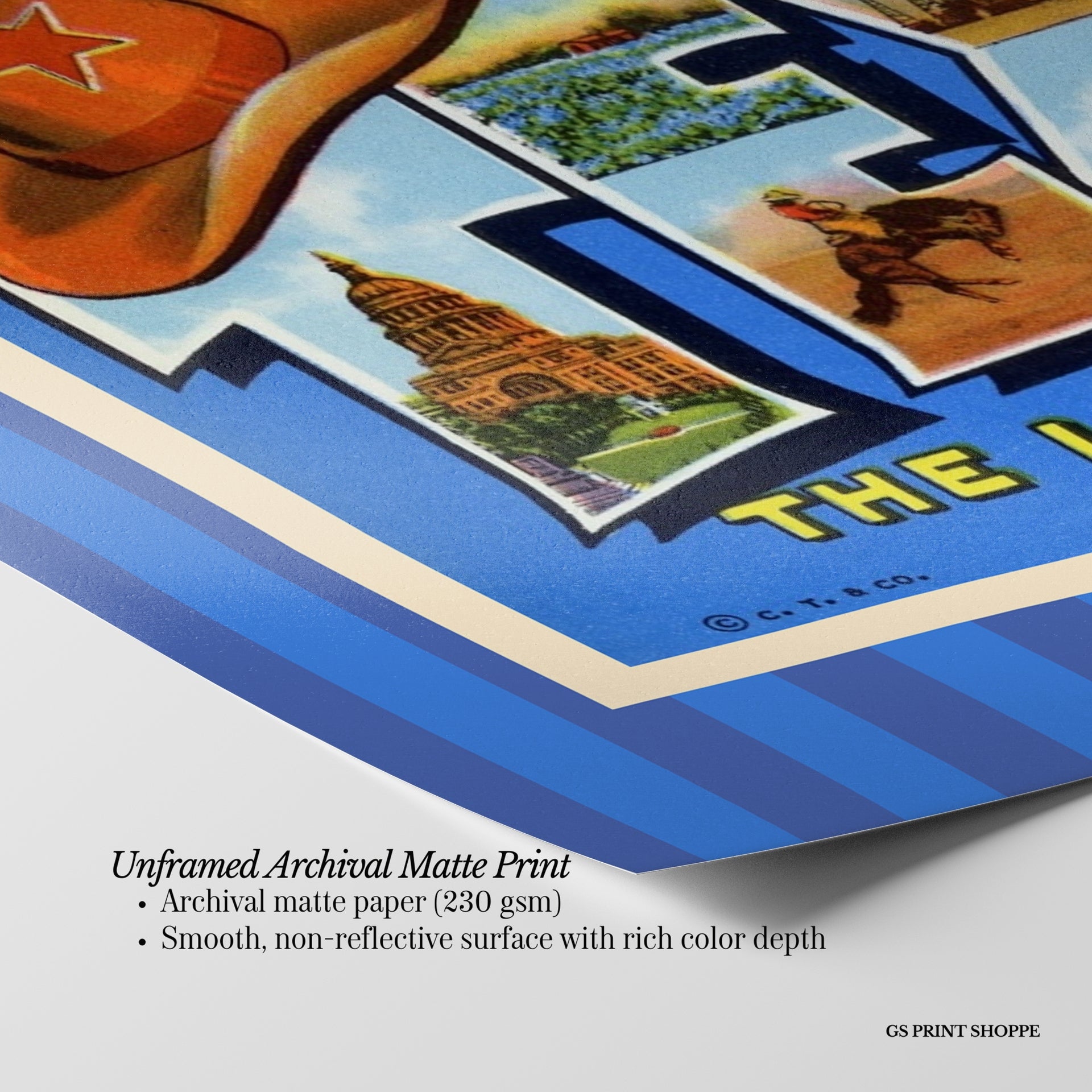 Greetings From Texas Blue Horizontal Art Print