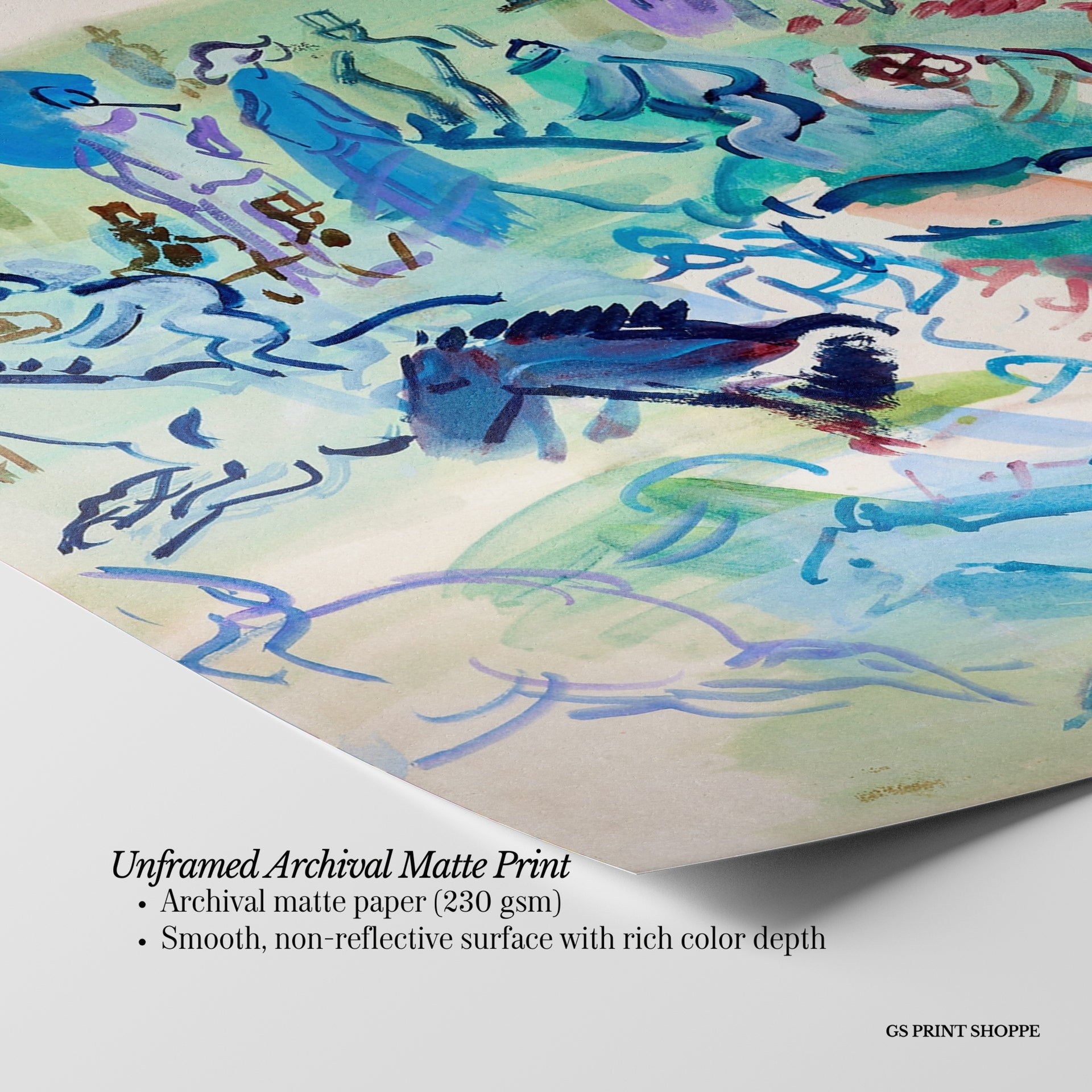 Green Horse Races Raoul Dufy Horizontal Art Print