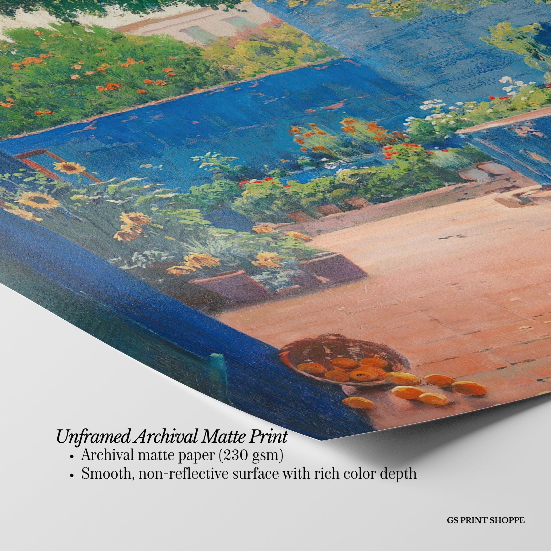 The Blue Courtyard Horizontal Art Print