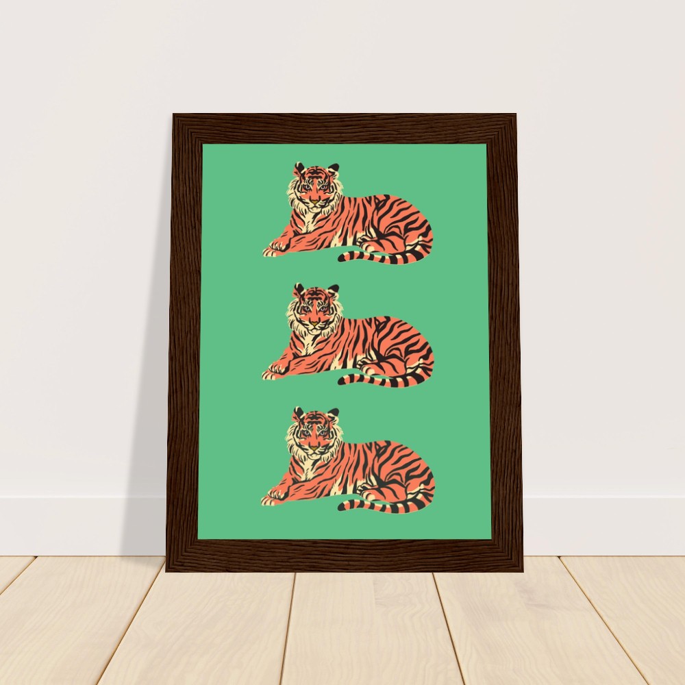 Green Tiger FRAMED, Premium Matte Paper Wooden Framed Poster