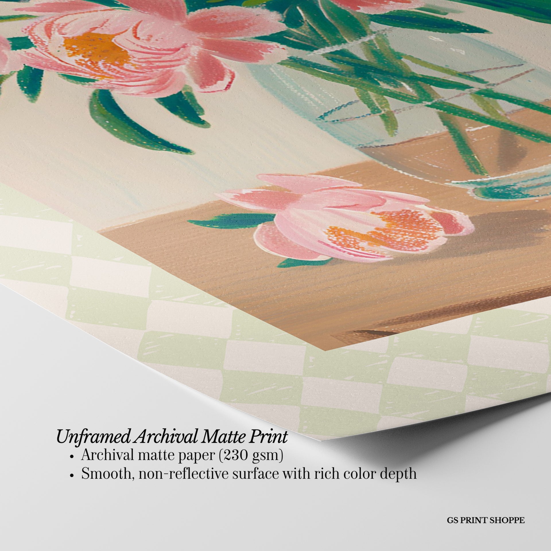Diamond Peonies Vertical Art Print