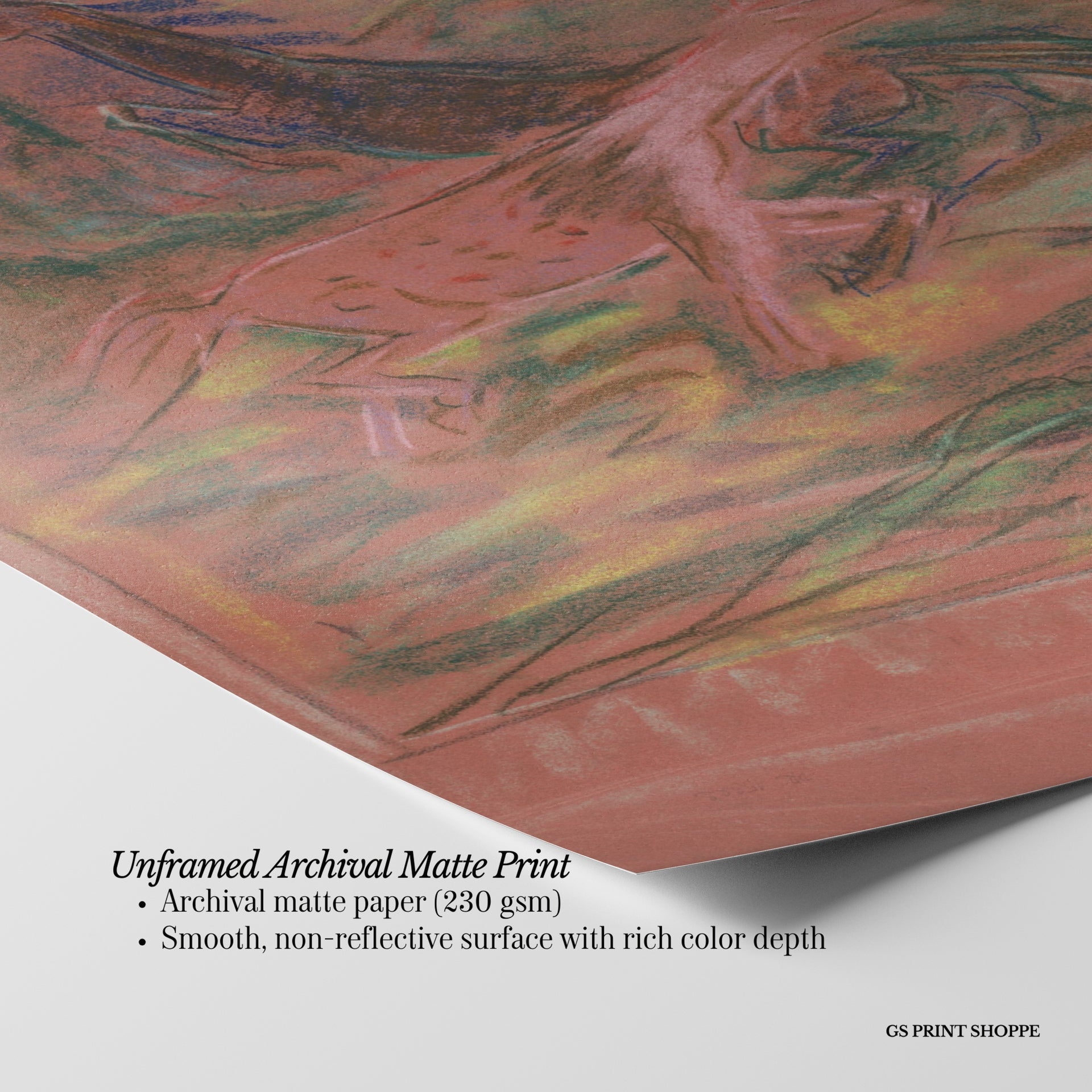 Pink Horses Sketch Horizontal Art Print