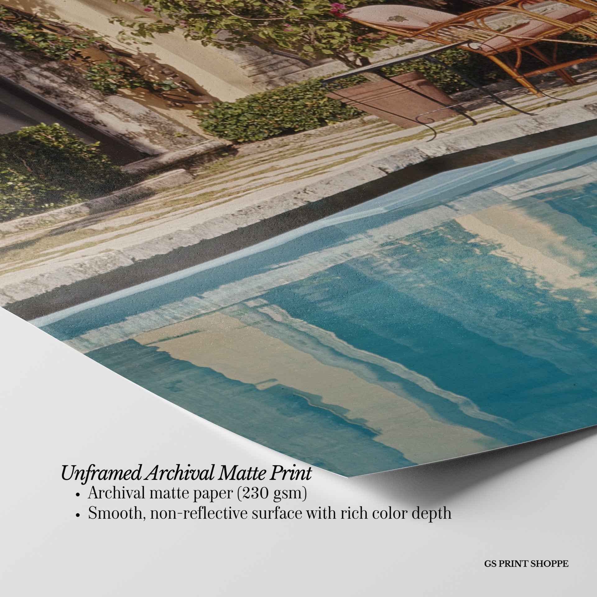 Villa Poolside Vertical Physical Art Print