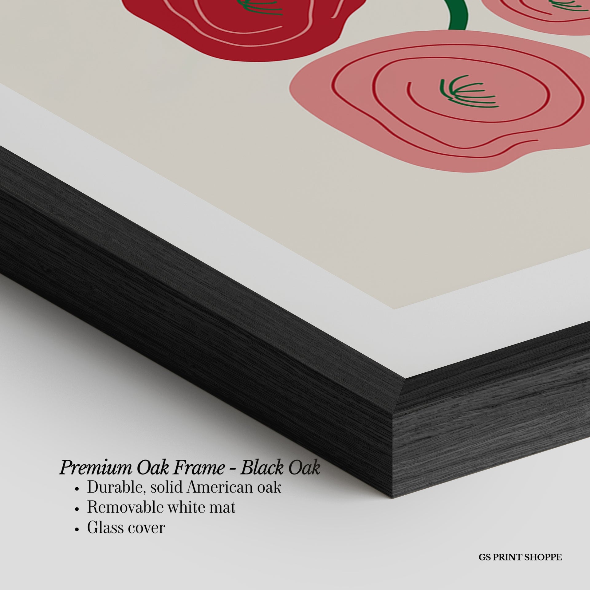 Abstract Red Floral Horizontal Art Print