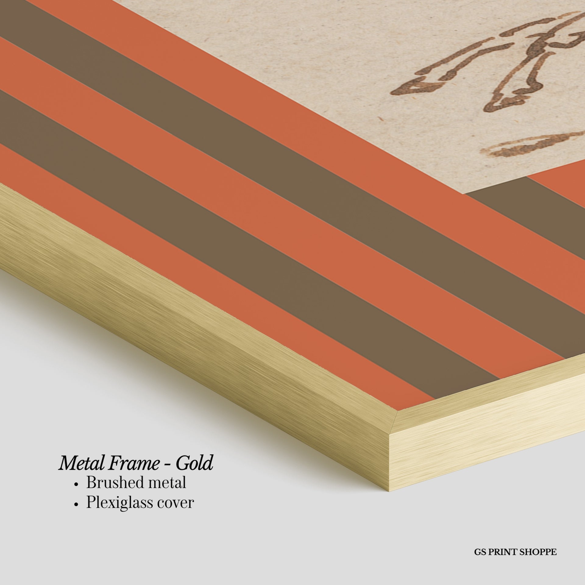 Horse Jockey Stripe Brown Horizontal Art Print