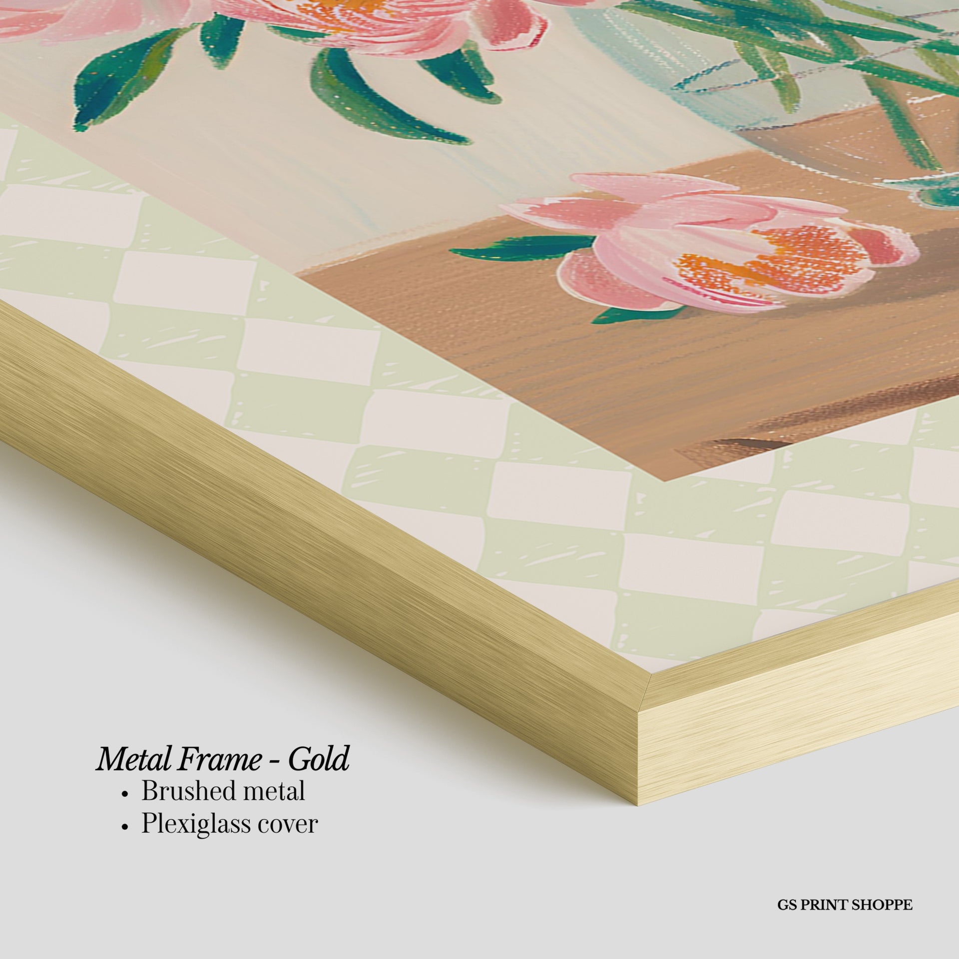 Diamond Peonies Vertical Art Print