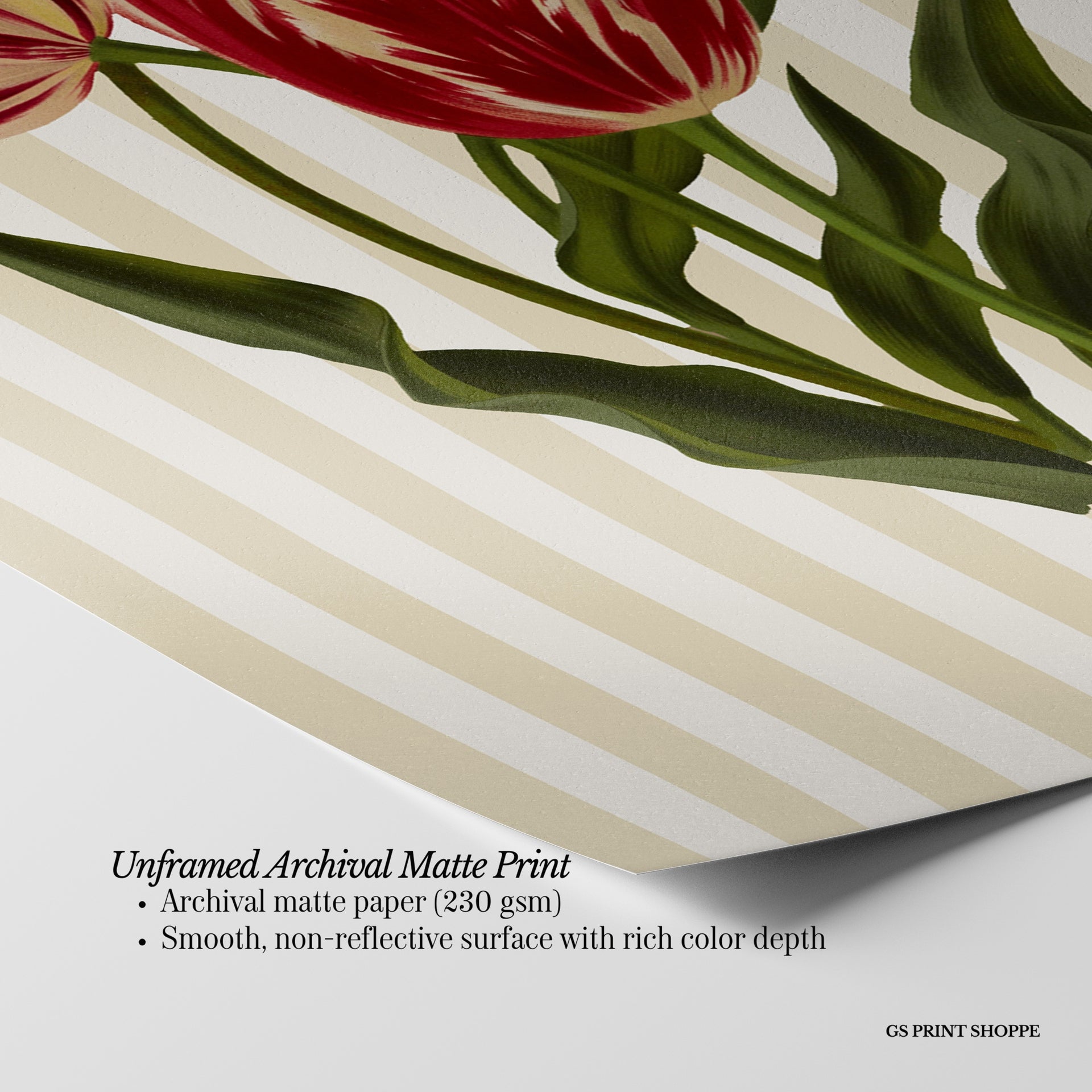 Neutral Red Tulip Vertical Art Print
