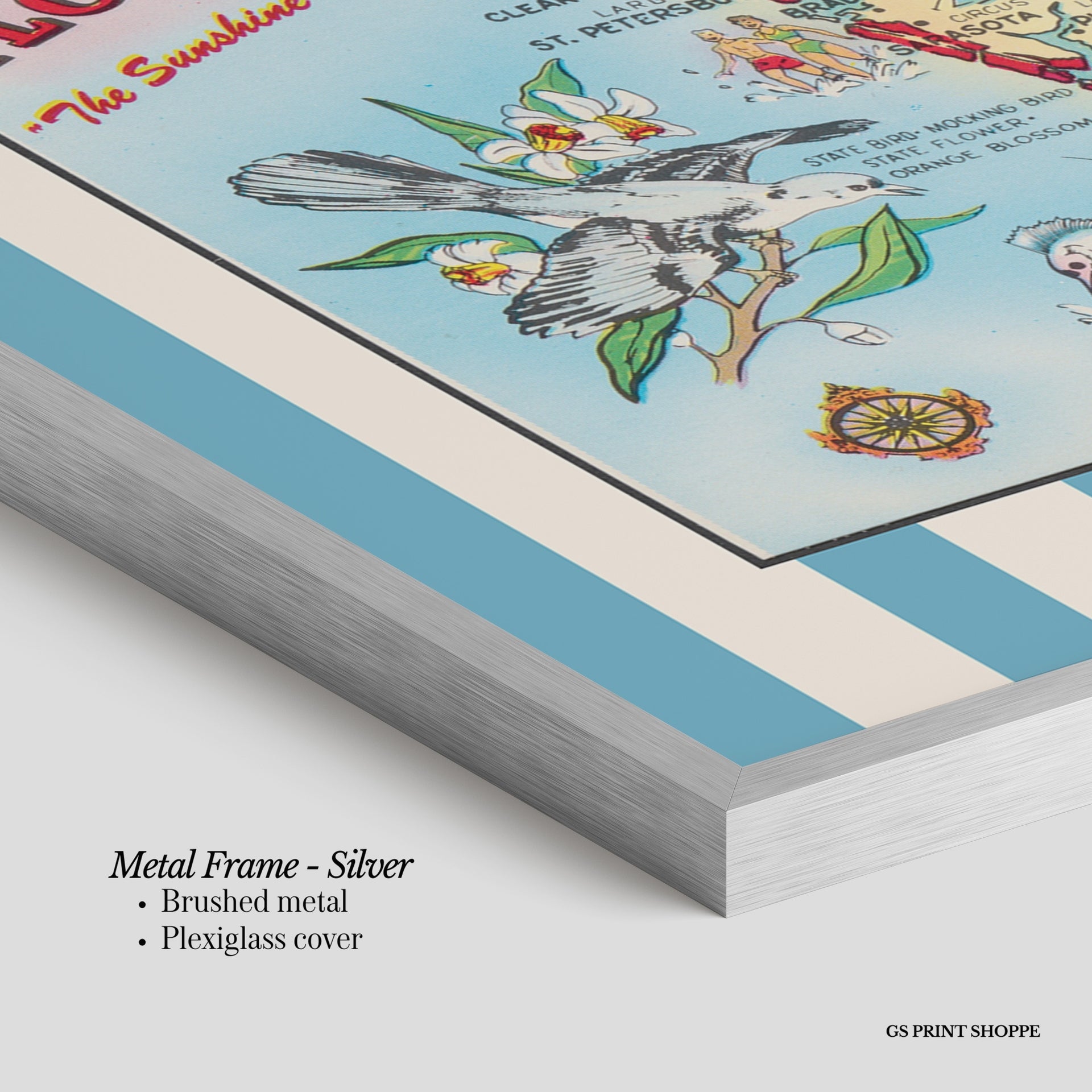 Florida Map Vertical Art Print