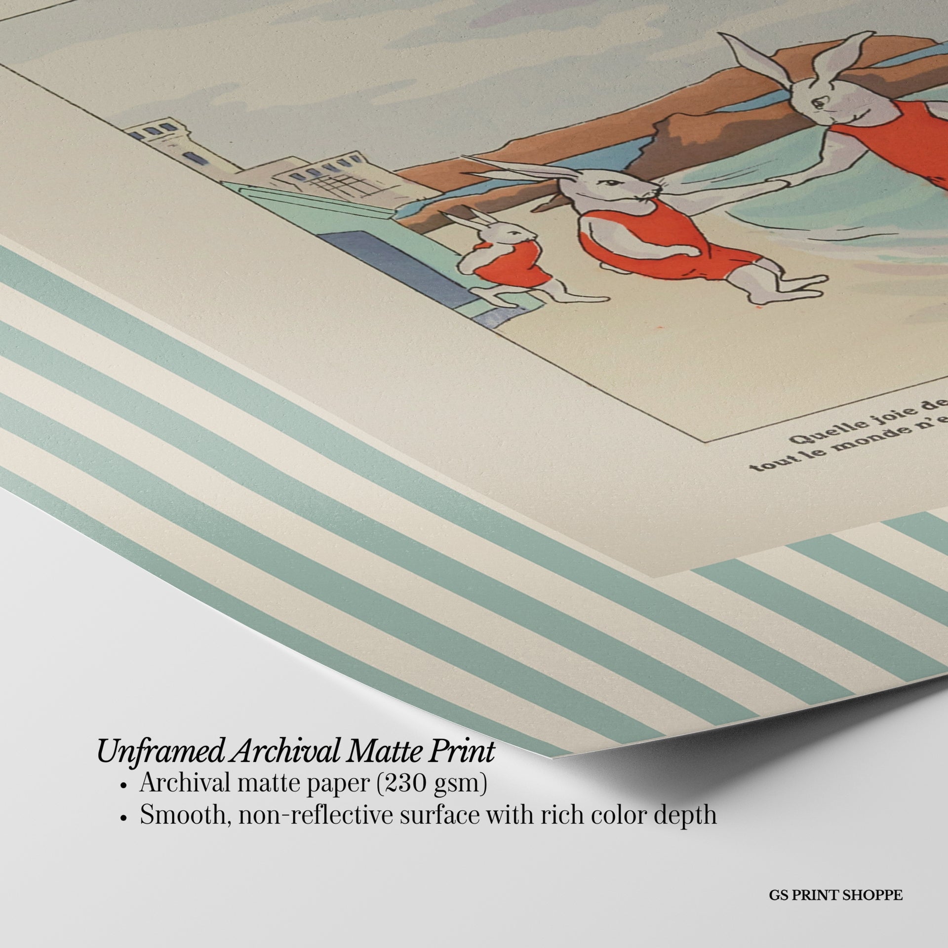 The Bunnies Swimming Horizontal Art Print