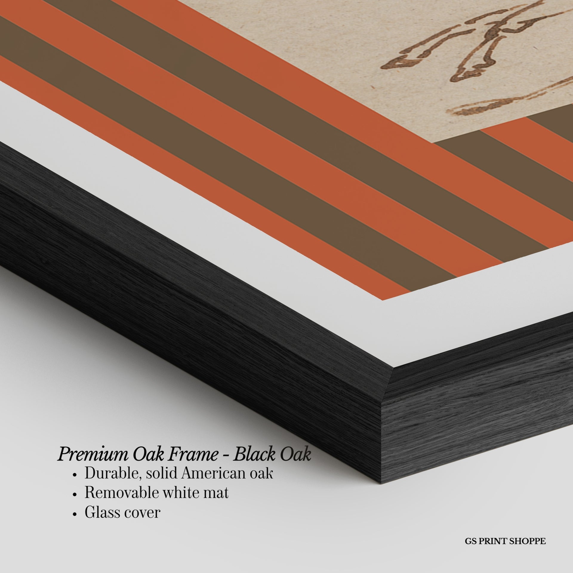 Horse Jockey Stripe Brown Horizontal Art Print