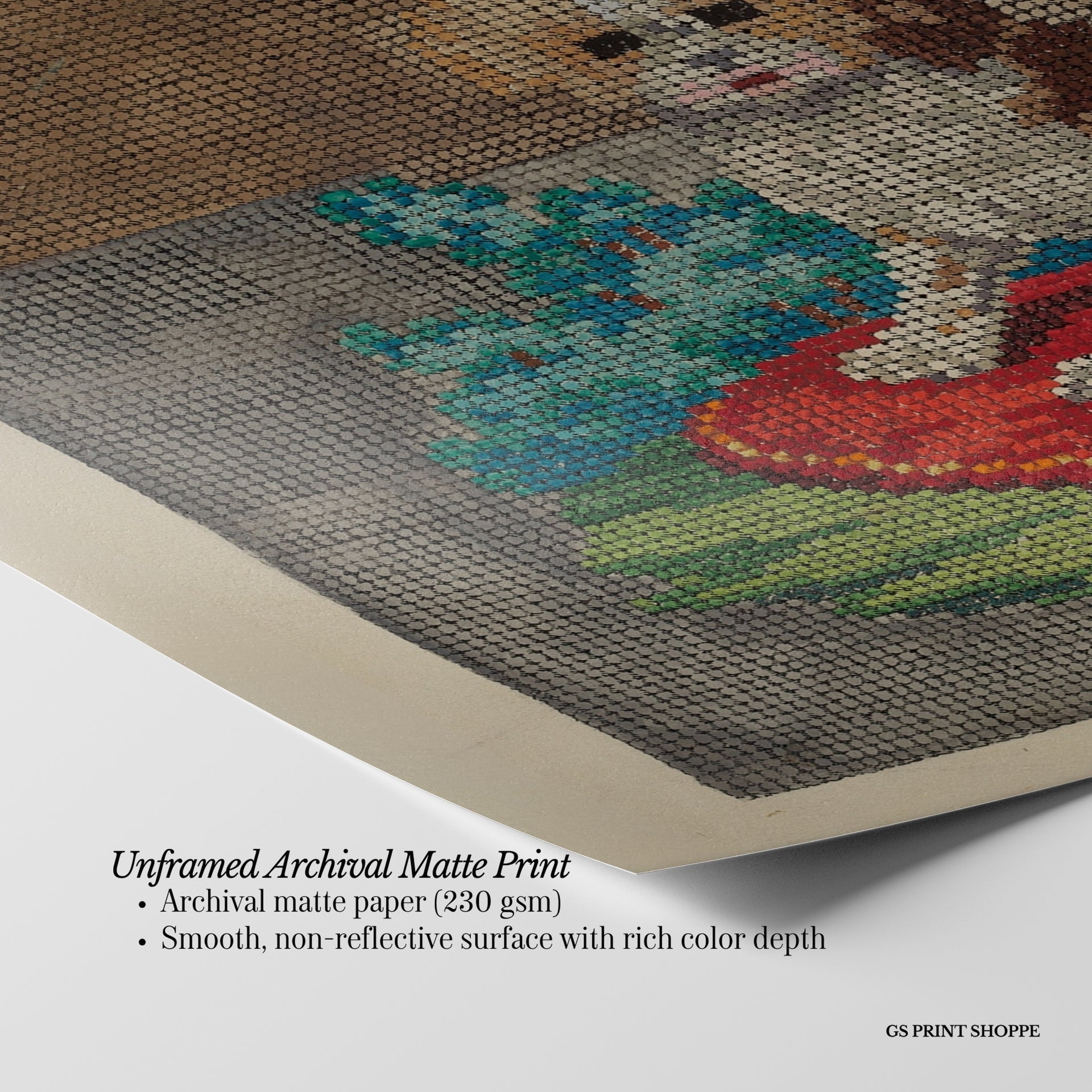 Doggie Needlepoint Horizontal Art Print