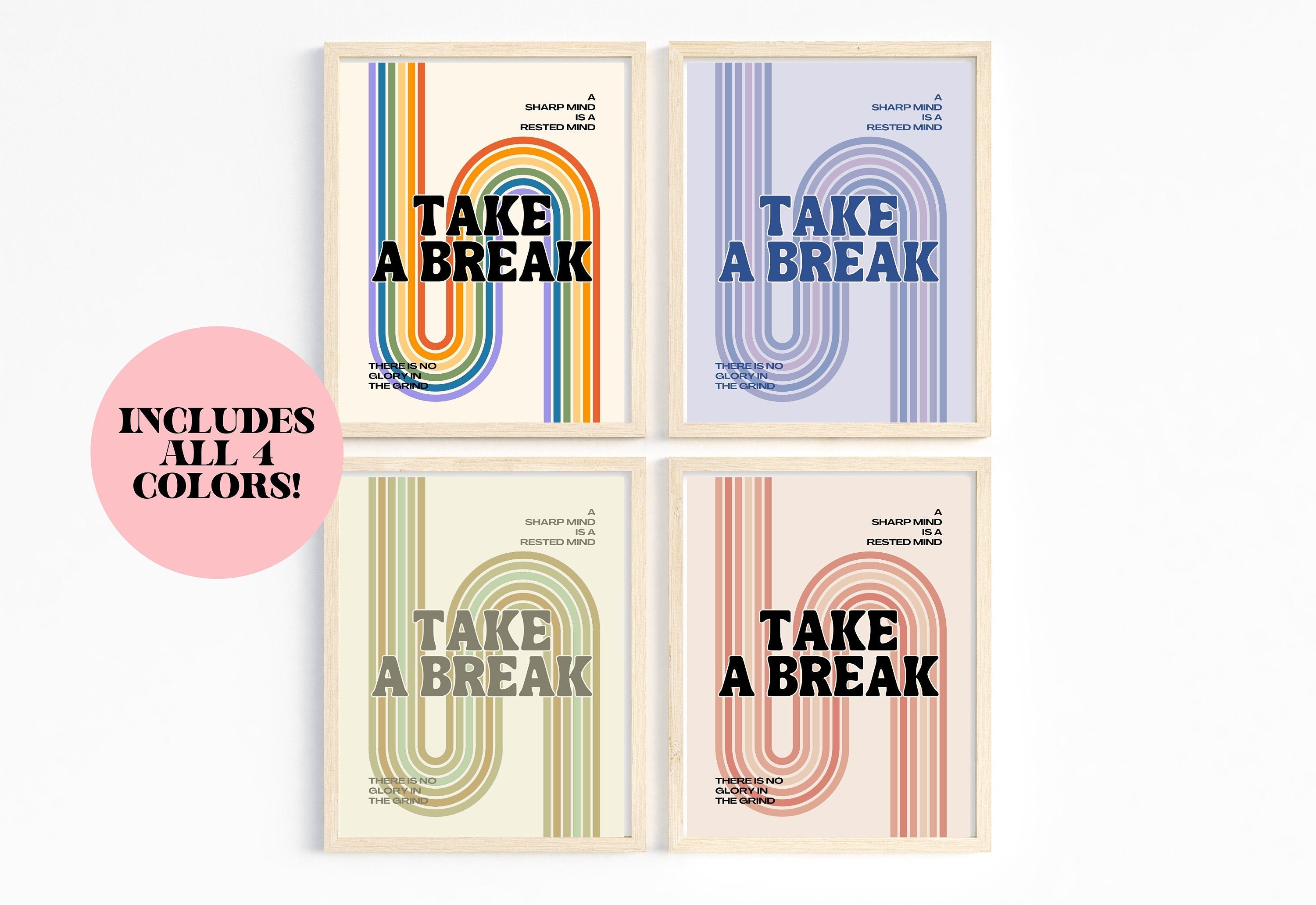Take a Break-Digital Download-Wall Print-Retro-Downloadable Print-Trendy Art-70s Art Print-Retro Character-Girly Print-Kids Room Art