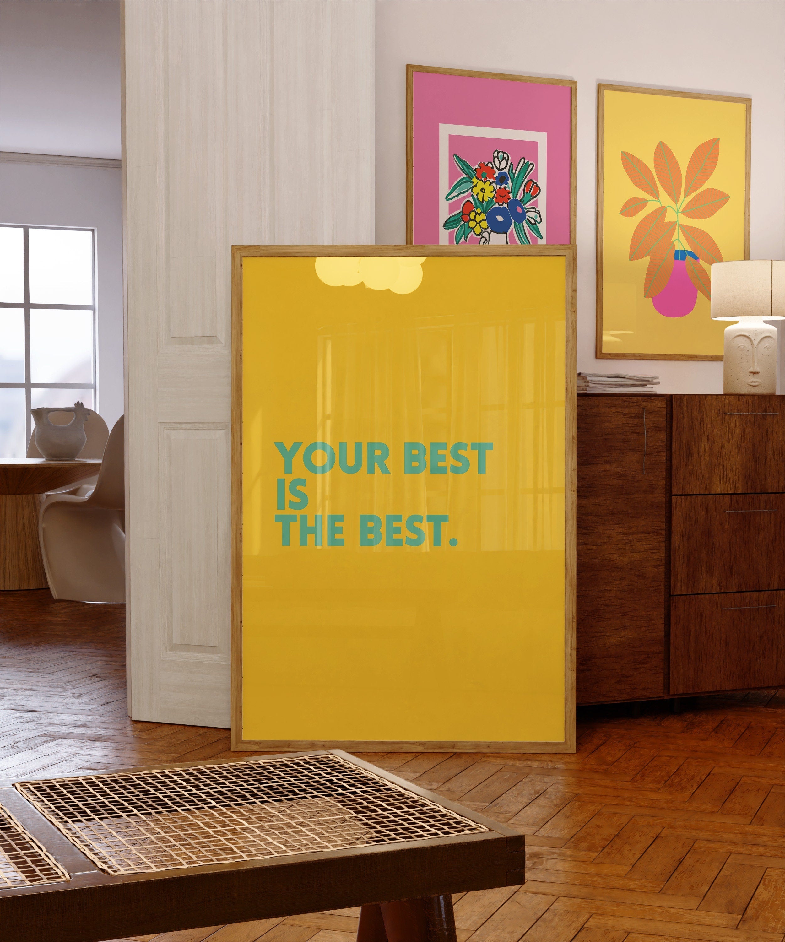 Quote Wall Print, Inspirational Quote, Digital Download Print, Empowerment Art, Retro Wall Decor, Downloadable Print, Your Best Is The Best