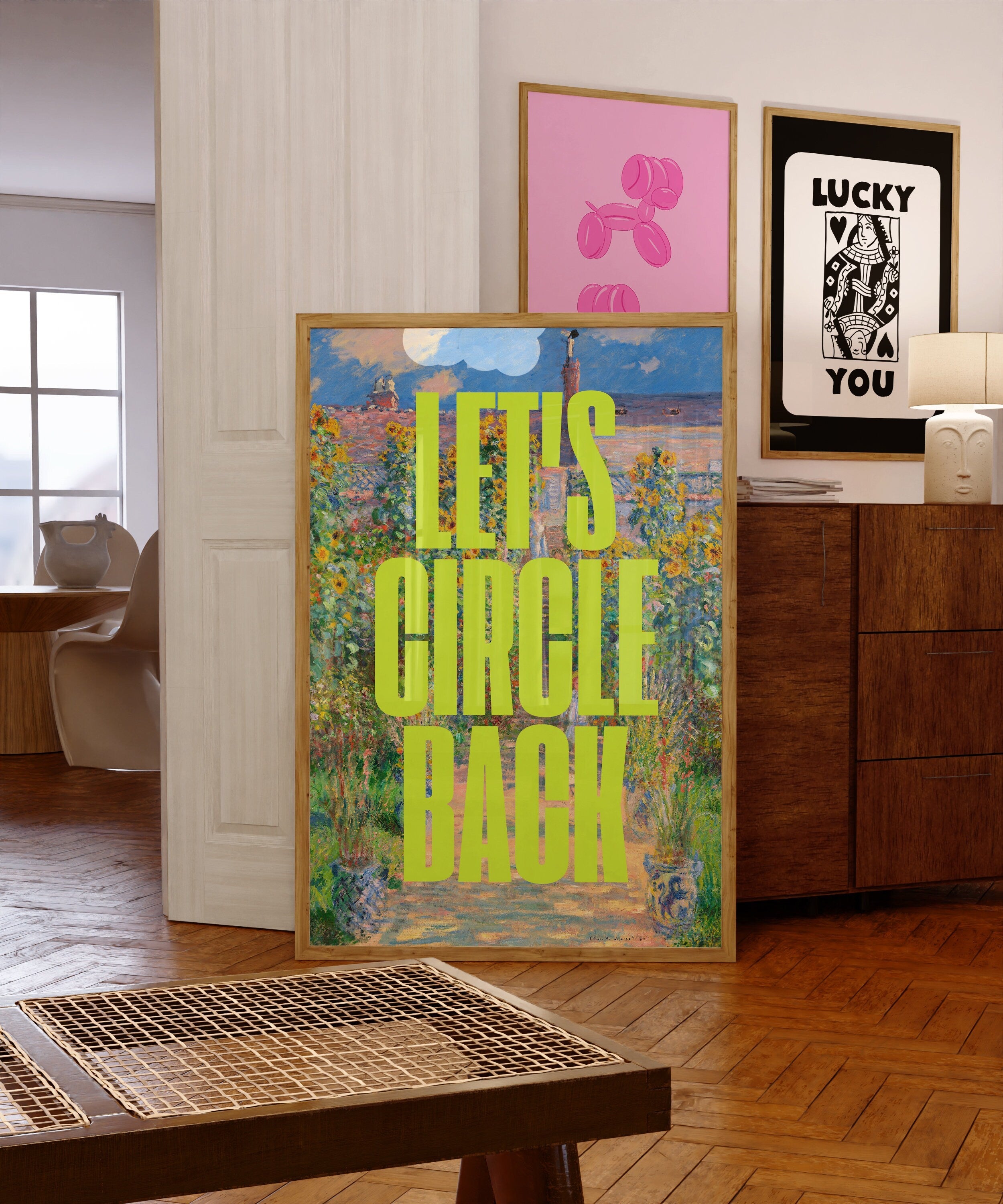 Altered Painting-Circle back-Monet Art-Funny Classic Art-Pop Art-Dorm Room Art-Downloadable Print-Trendy Art Print-Girly Art-office Art