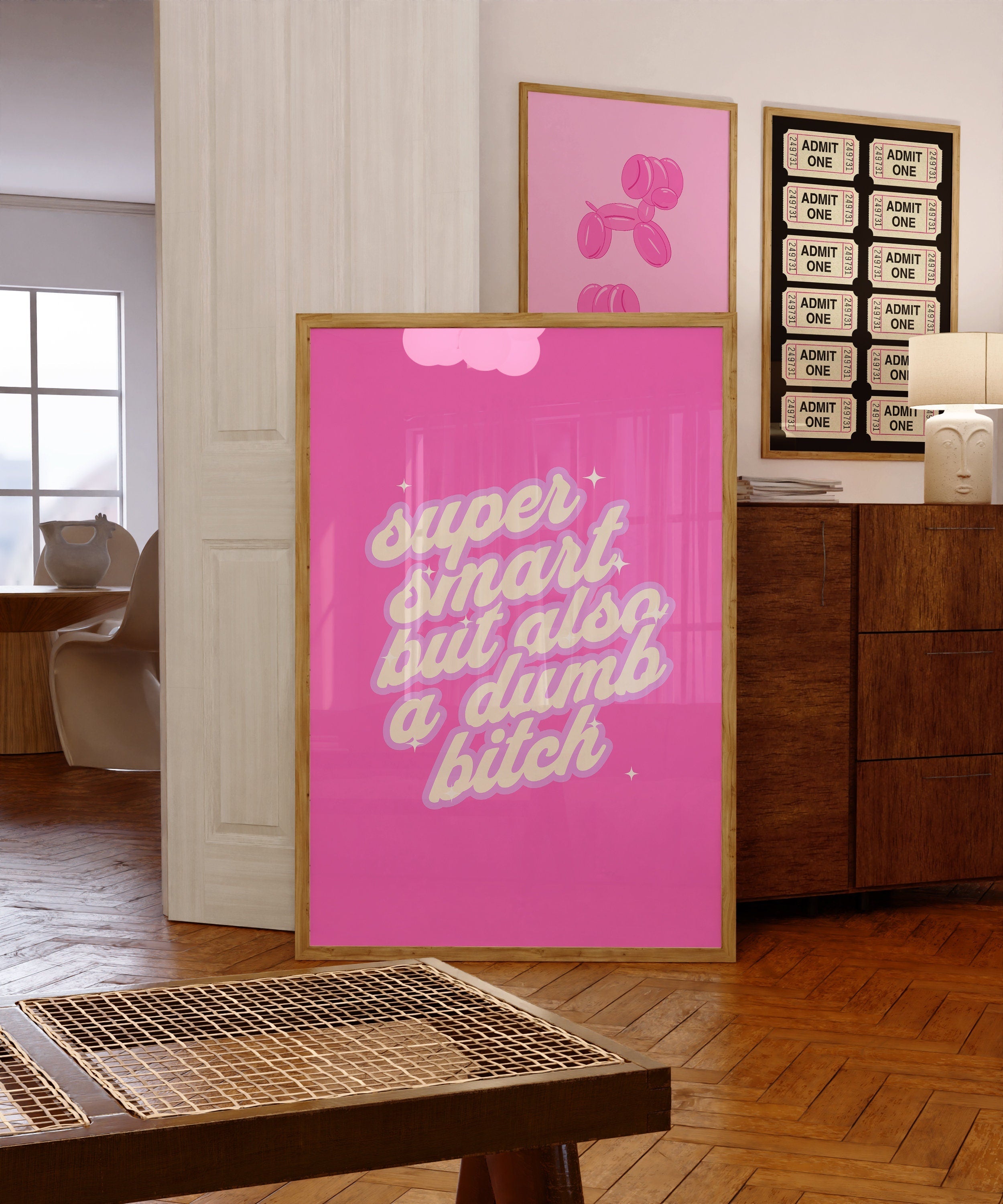 Dumb Bitch Art,Funny Typography Art,Funny Retro Art,Pop Art,Dorm Decor,Downloadable Print,Trendy Art Print,Funny Girly Art,Apartment Art