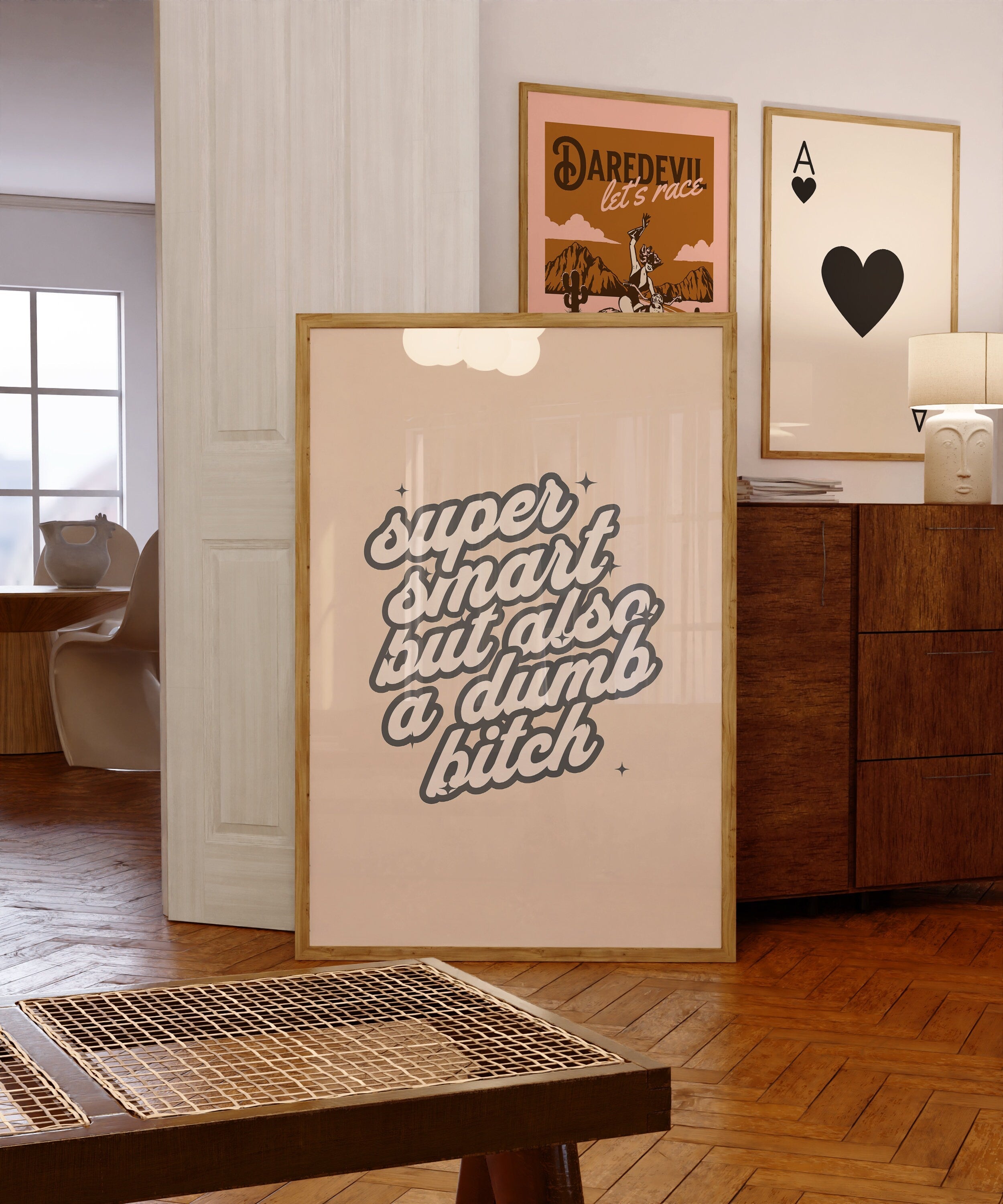 Dumb Bitch Art,Funny Typography Art,Funny Retro Art,Pop Art,Dorm Decor,Downloadable Print,Trendy Art Print,Funny Girly Art,Apartment Art