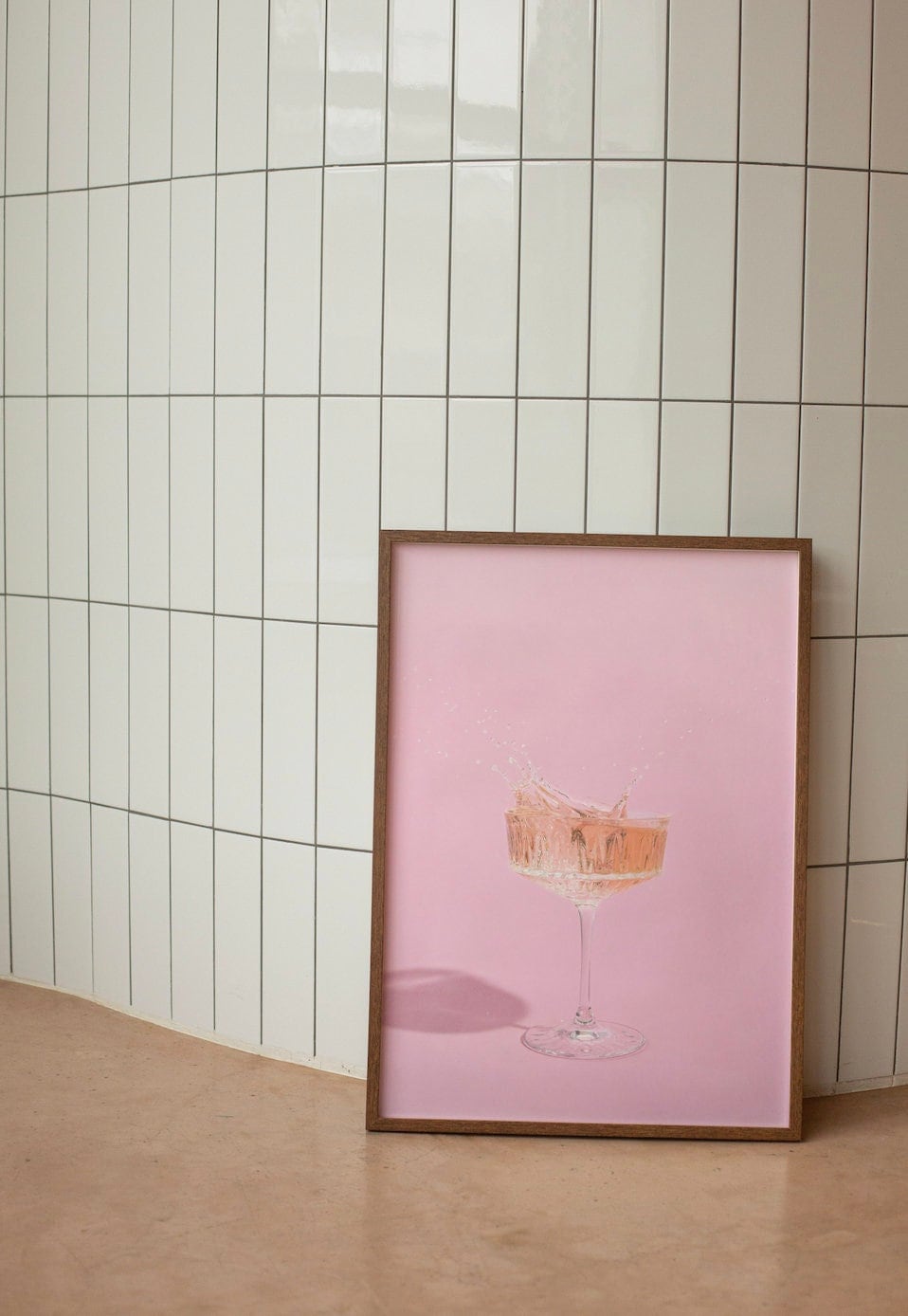 Champagne Art Print, Digital Prints, GS Print Shoppe, Champagne art, pink bart cart poster, pink decor, apartment art print, pink drink art