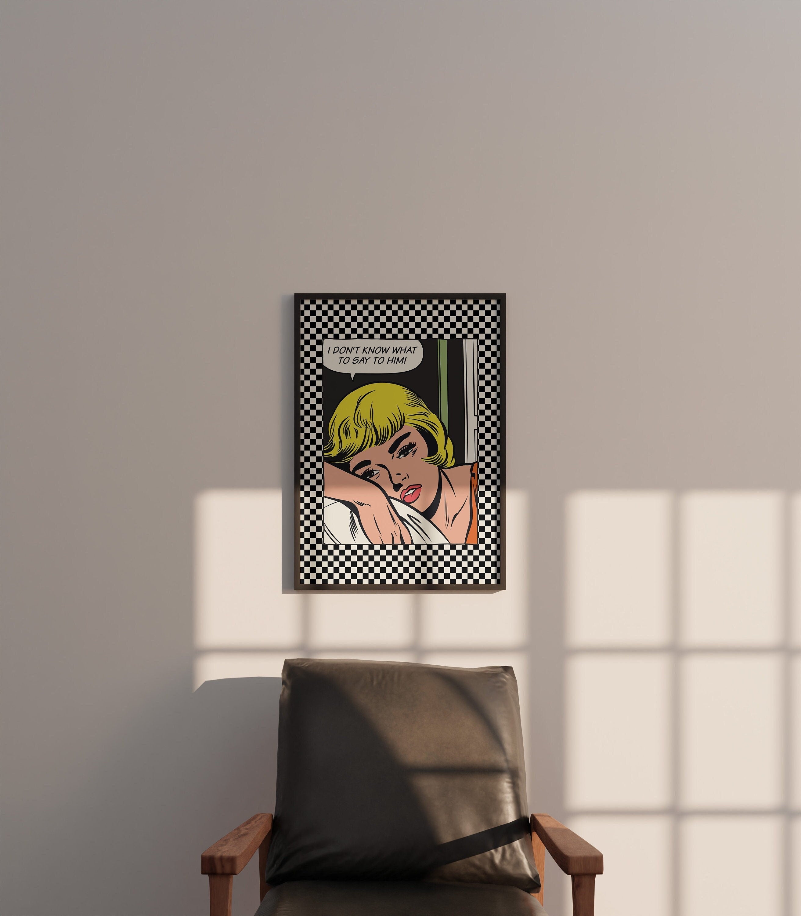 Comic Girl Art,Digital Prints,Wall Art Print,Funny Girly Art,Y2K Aesthetic Print,Dorm Room Art,Comic Art Prints,Black and Blue Art
