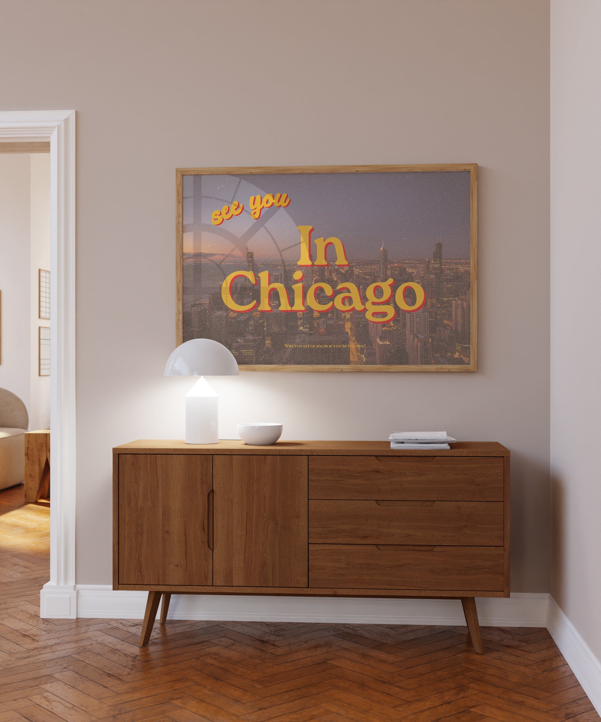 Chicago Art Print, Digital Art Download, See you in Chicago, Retro Photo Prints, Vintage Chicago Art, Chicago Art, Chicago Trendy Art