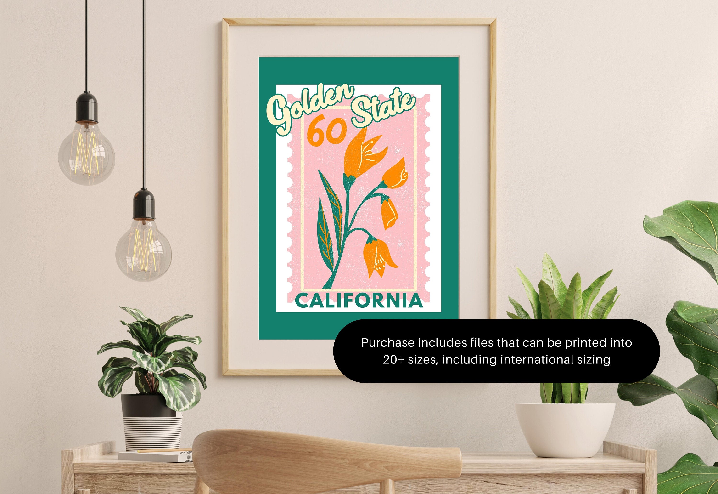 California Poppy Art,Digital Art Download,Colorful California Wall Art,Cute Trendy Art,Golden State Posters,Cali Wall Poster,Orange Posters