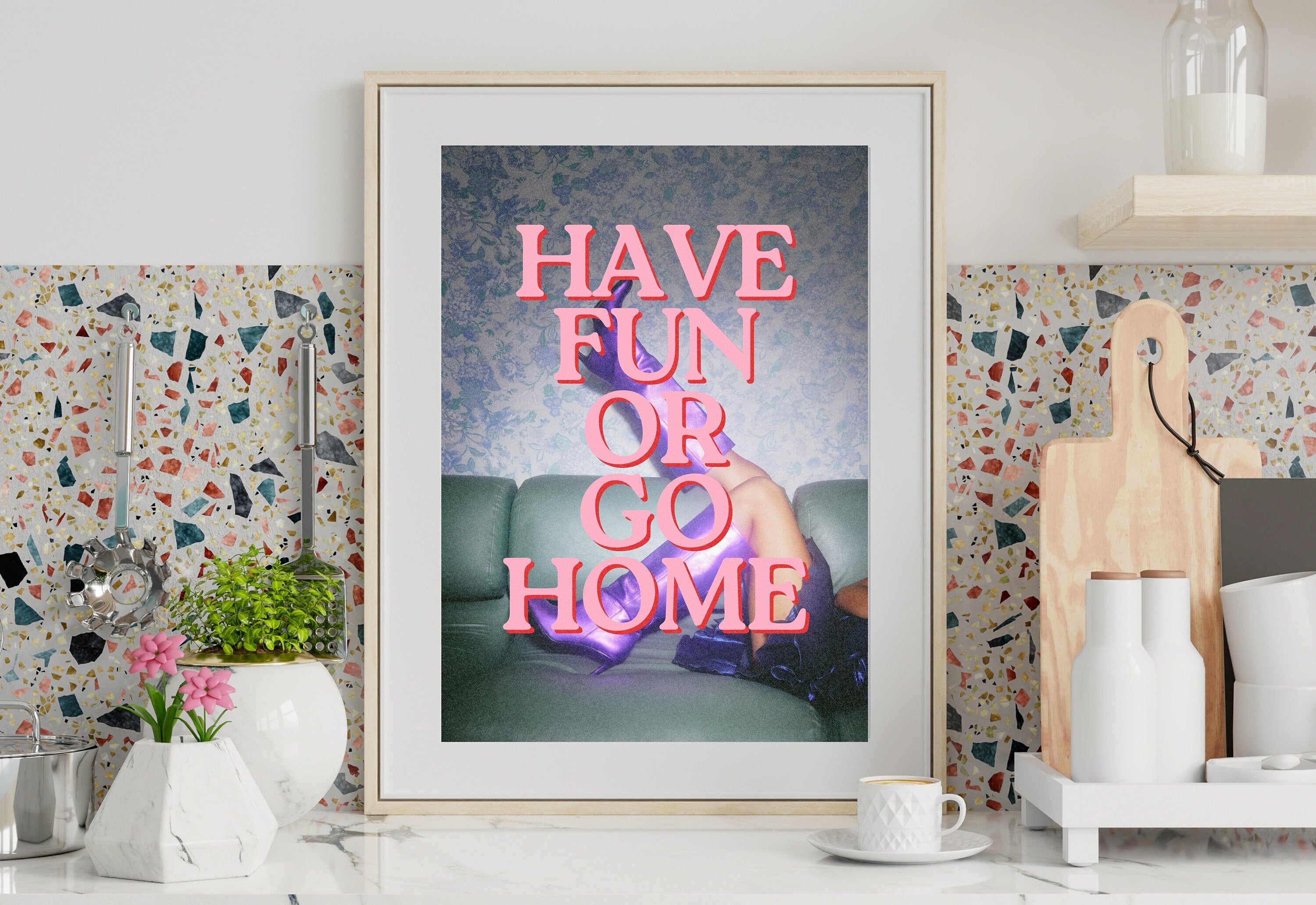 Have Fun Art Print-Digital Art Prints-Cocktail Wall Art-Retro Photo Prints-Retro Photo Art Print-Preppy Art-Grainy Gradient-Trendy Print