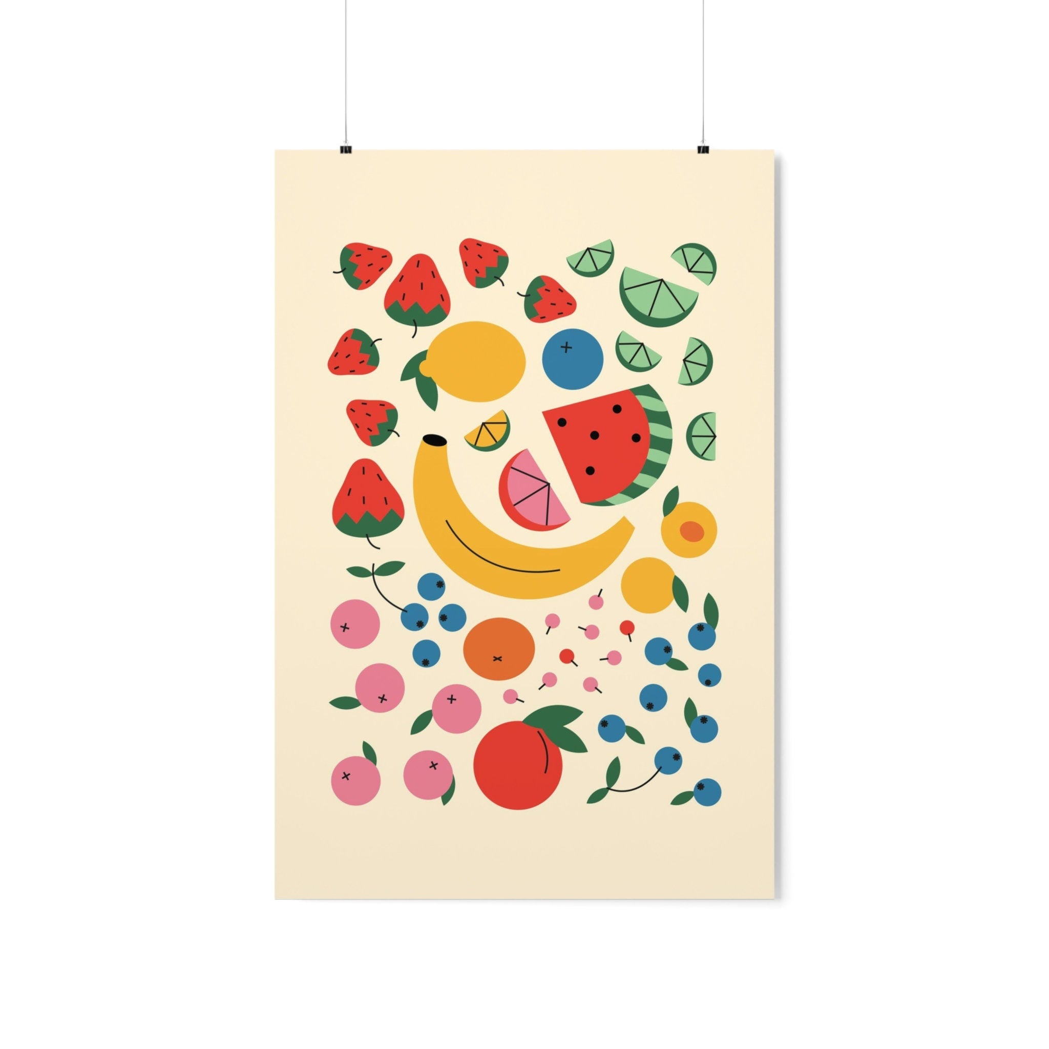 Fruit Abstract Art, Trendy Poster, Physical Poster, Kitchen Poster, Wall Art Poster, High Quality Art, Matte Poster, Yellow Wall Art