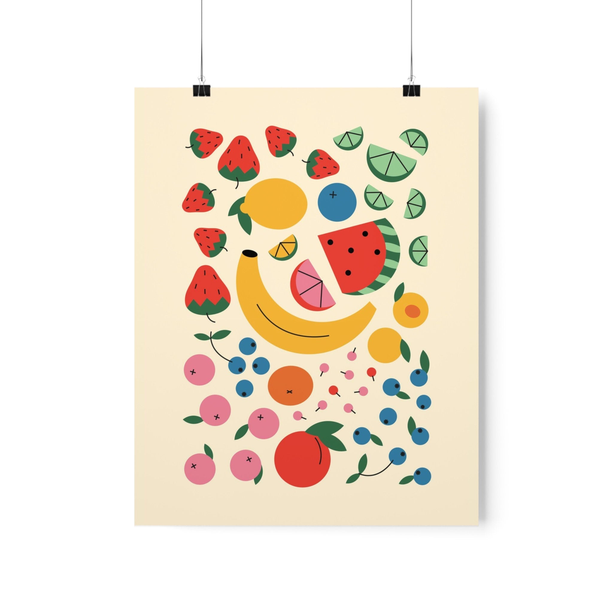 Fruit Abstract Art, Trendy Poster, Physical Poster, Kitchen Poster, Wall Art Poster, High Quality Art, Matte Poster, Yellow Wall Art