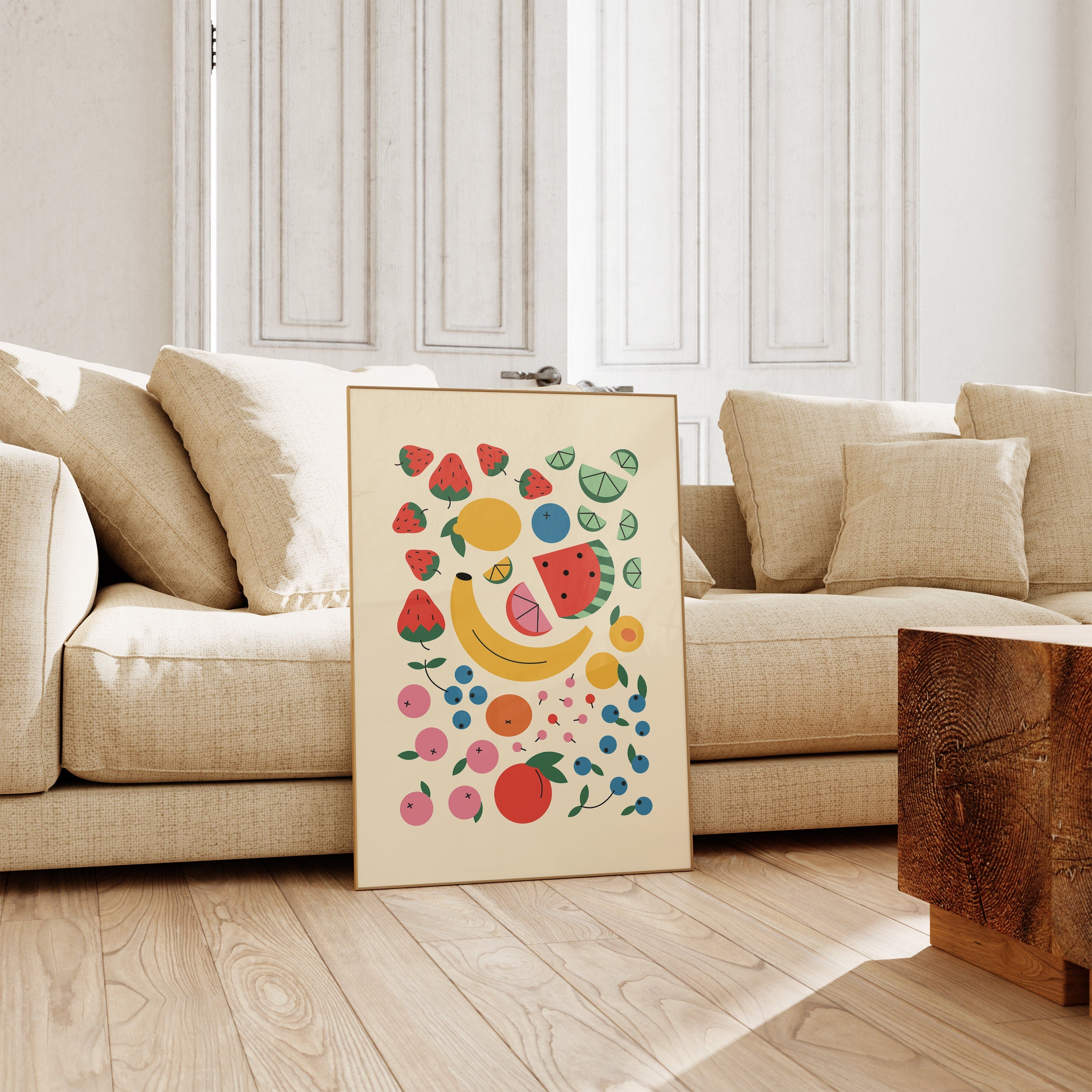 Fruit Abstract Art, Trendy Poster, Physical Poster, Kitchen Poster, Wall Art Poster, High Quality Art, Matte Poster, Yellow Wall Art