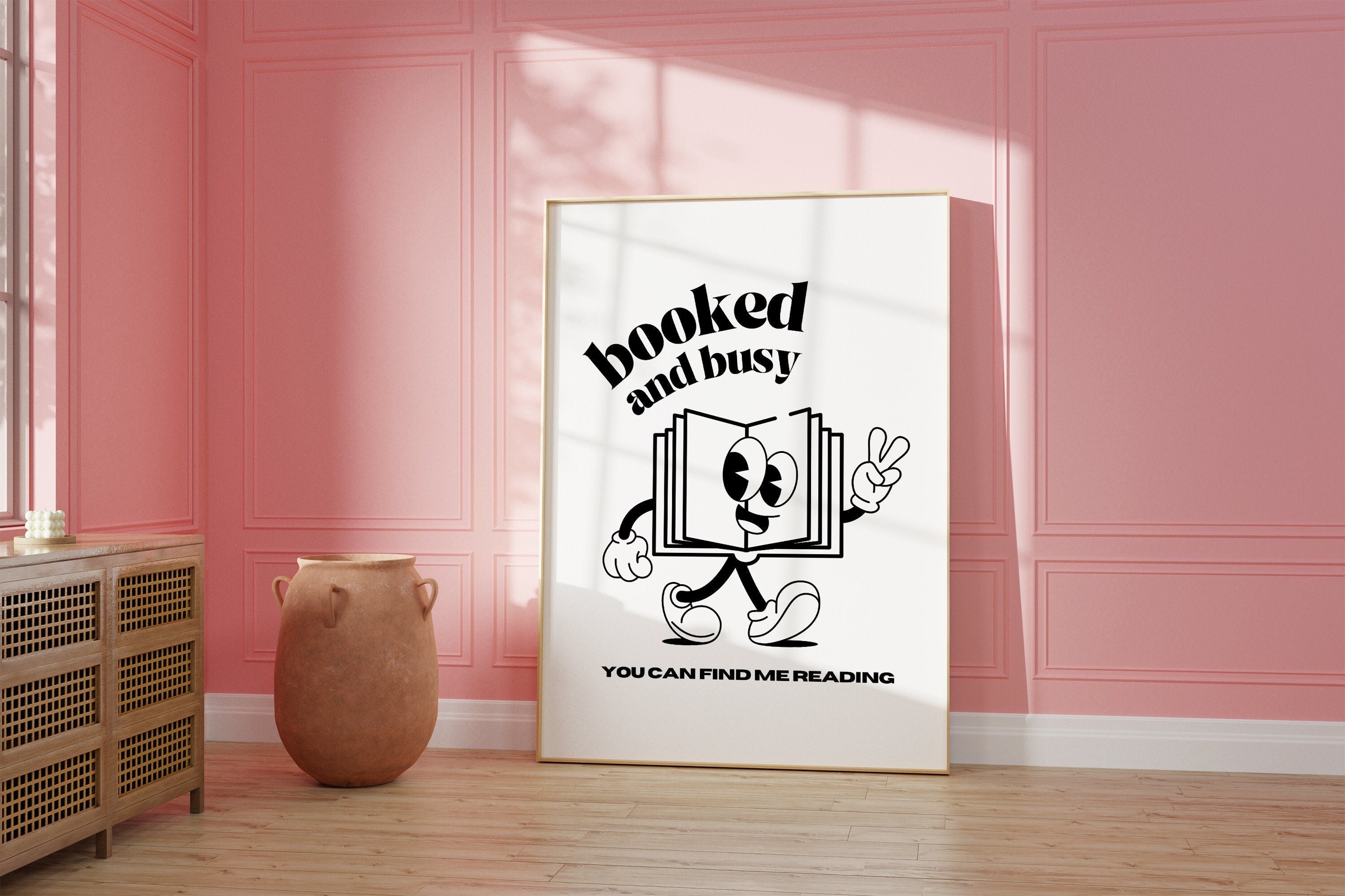 Booked and Busy White Digital Art Print