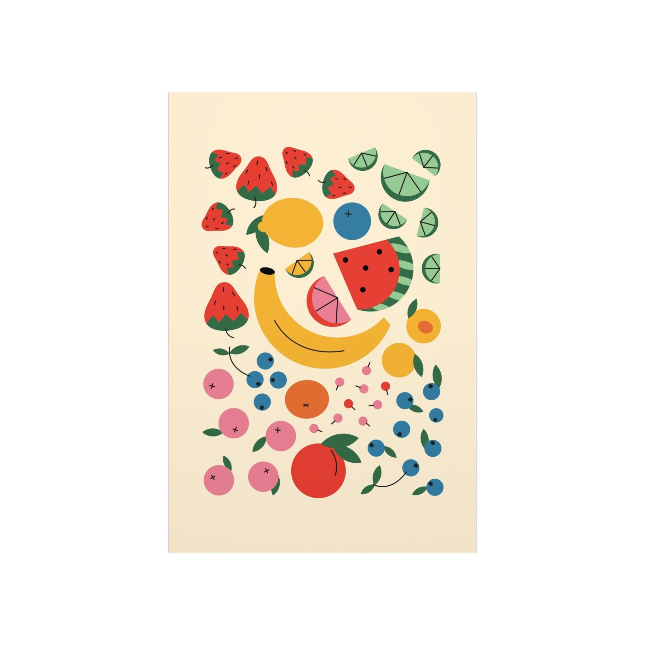 Fruit Abstract Art, Trendy Poster, Physical Poster, Kitchen Poster, Wall Art Poster, High Quality Art, Matte Poster, Yellow Wall Art