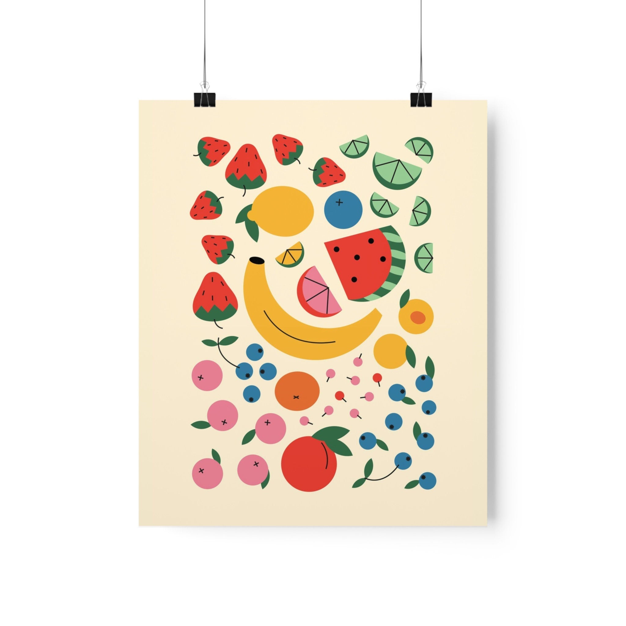 Fruit Abstract Art, Trendy Poster, Physical Poster, Kitchen Poster, Wall Art Poster, High Quality Art, Matte Poster, Yellow Wall Art