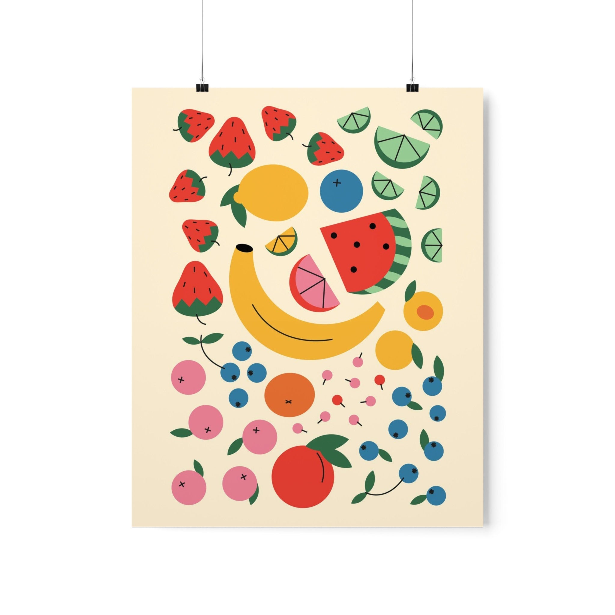 Fruit Abstract Art, Trendy Poster, Physical Poster, Kitchen Poster, Wall Art Poster, High Quality Art, Matte Poster, Yellow Wall Art