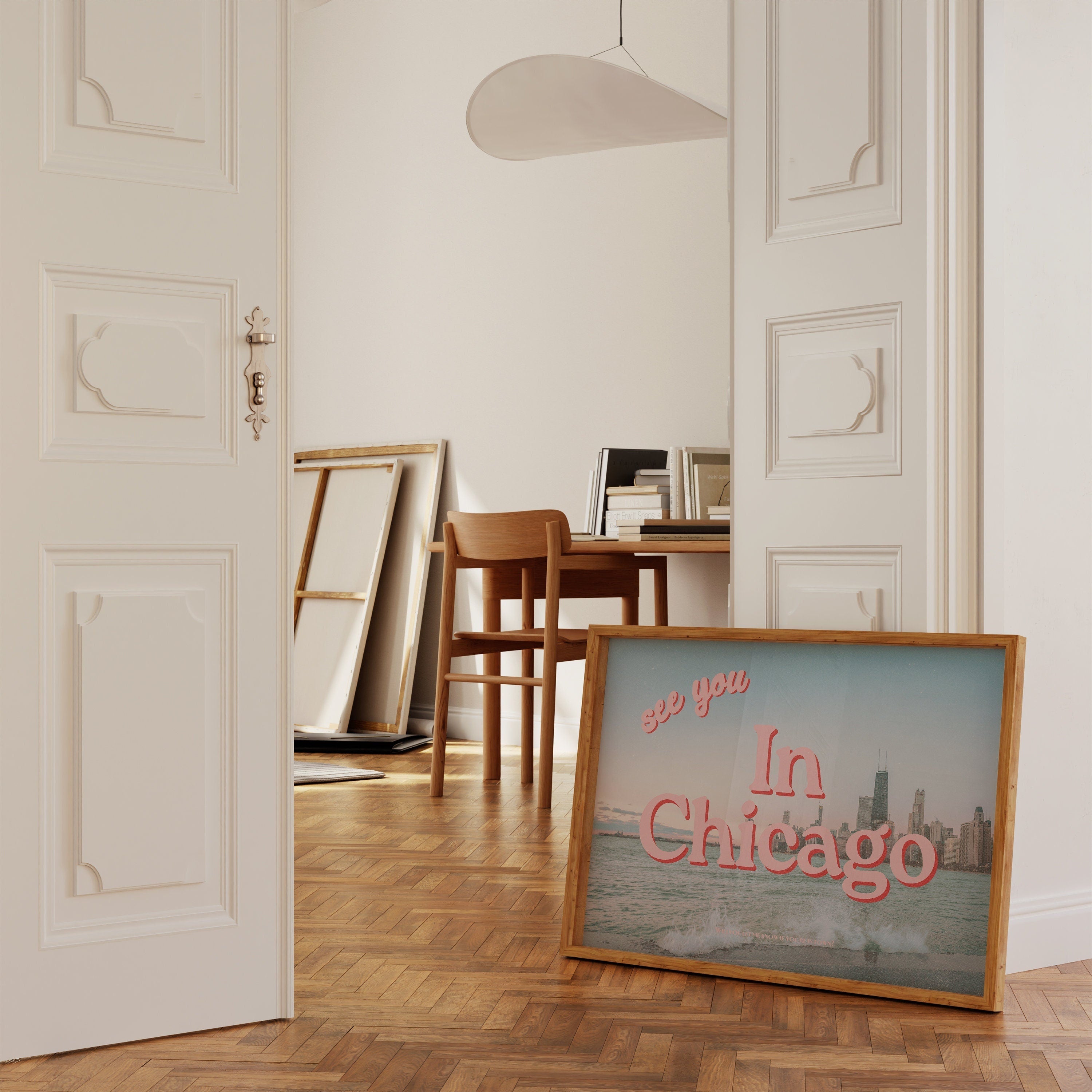 See You in Chicago Retro Photography Horizontal Pink Digital Art Print