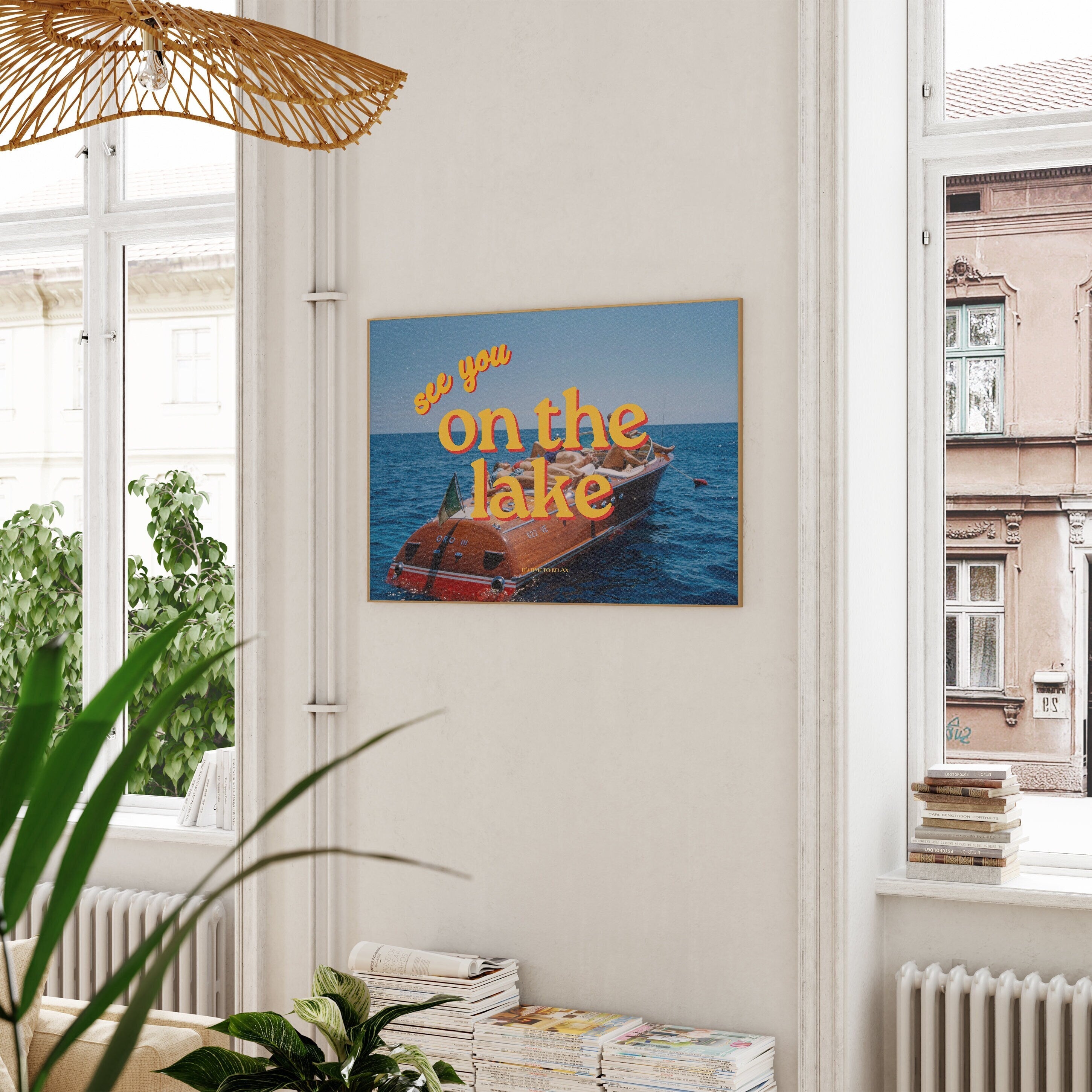 See you at the lake, Retro Photo Prints, Lake house art, tahoe art print, lake art prints, boating poster, boating art, wall art print
