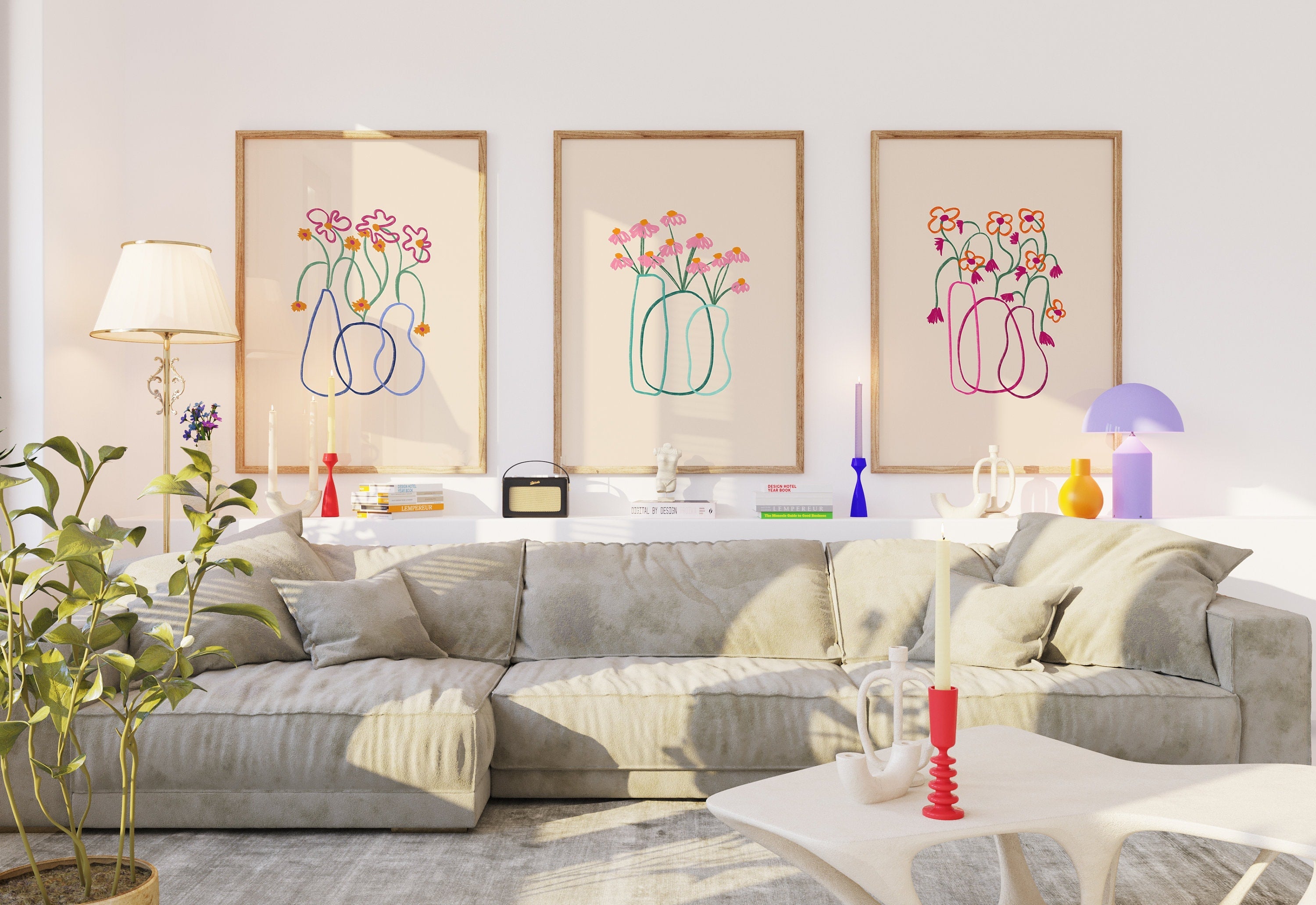 Gallery Set of 3 Floral Digital Art Prints