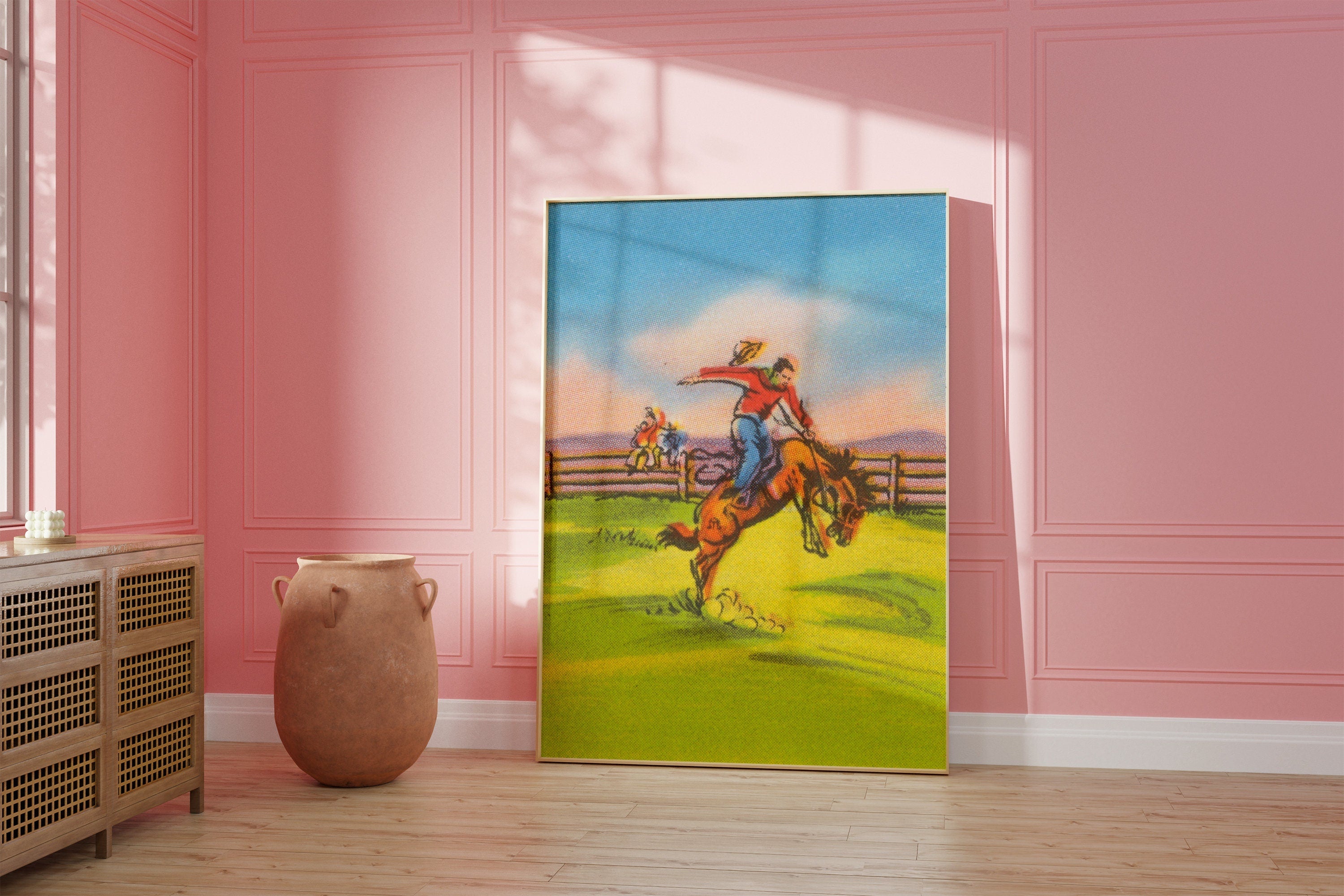 Cowboy Baby Comic Digital Art Print