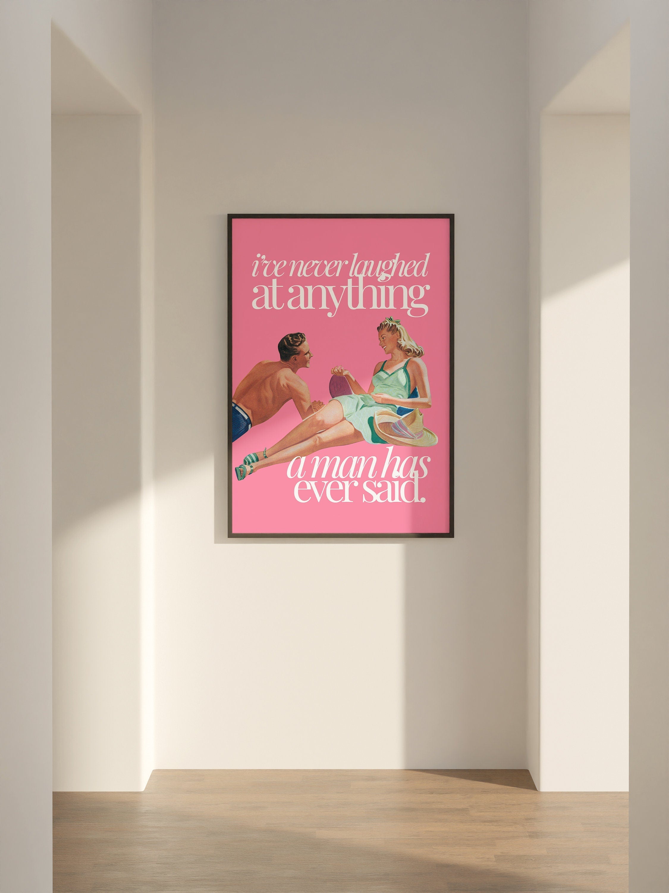 Wall Art Print, Pink Aesthetic Art, Apartment Art, Feminist Art, Living Room Decor, Retro Funny Women Art