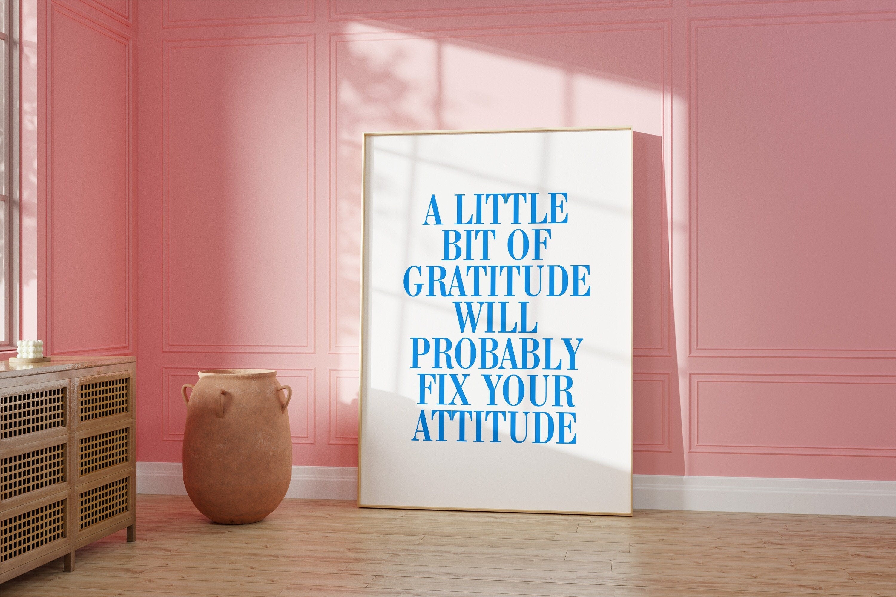 Quote Wall Posters, Gratitude Wall Art, Empowerment Art, Retro Decor, Quote Art, Large Blue Wall Art, Kids Room Poster, Gratitude Prints