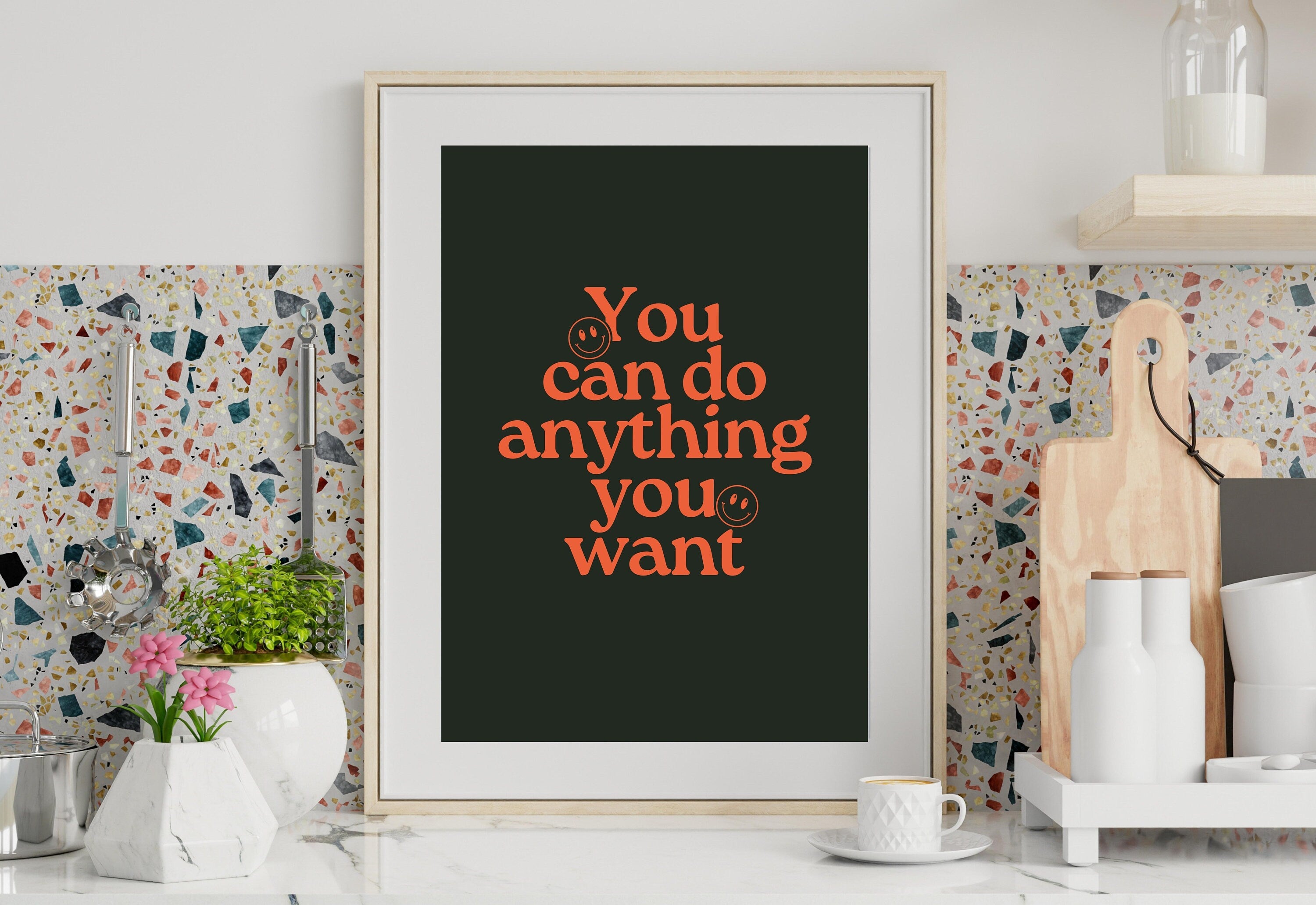 Quote Wall Posters, Gratitude Wall Art, Enjoy Your Life, Retro Decor, Quote Art, Large Black Wall Art, Kids Room Poster, Gratitude Prints