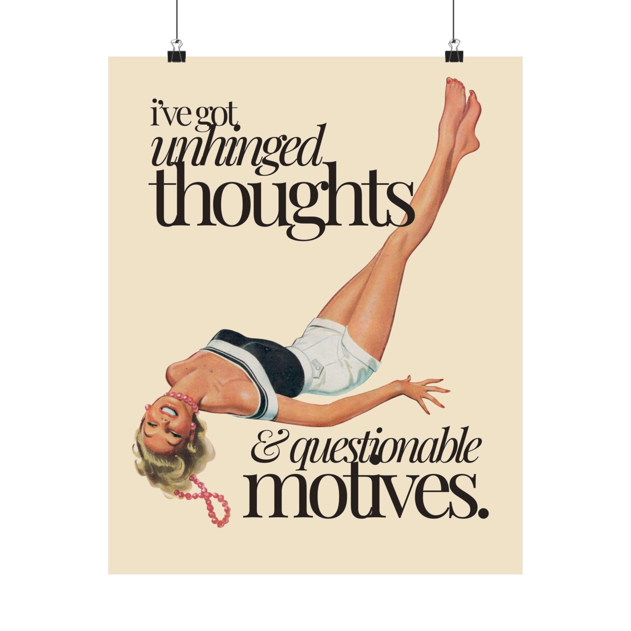 Unhinged Thoughts and Questionable Motives Physical Poster, GS Print Shoppe, Posters, Wall Art, Home Decor