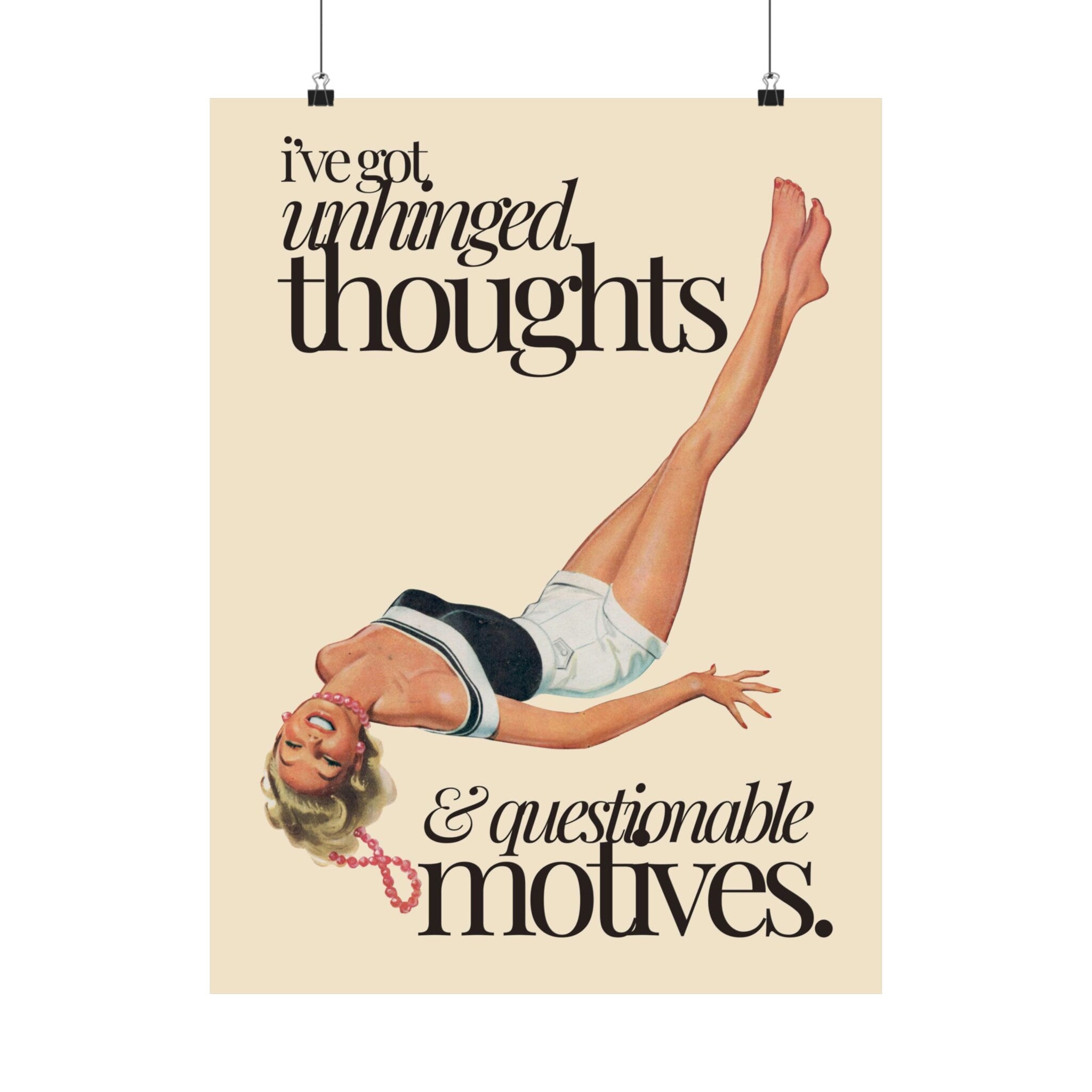 Unhinged Thoughts and Questionable Motives Physical Poster, GS Print Shoppe, Posters, Wall Art, Home Decor