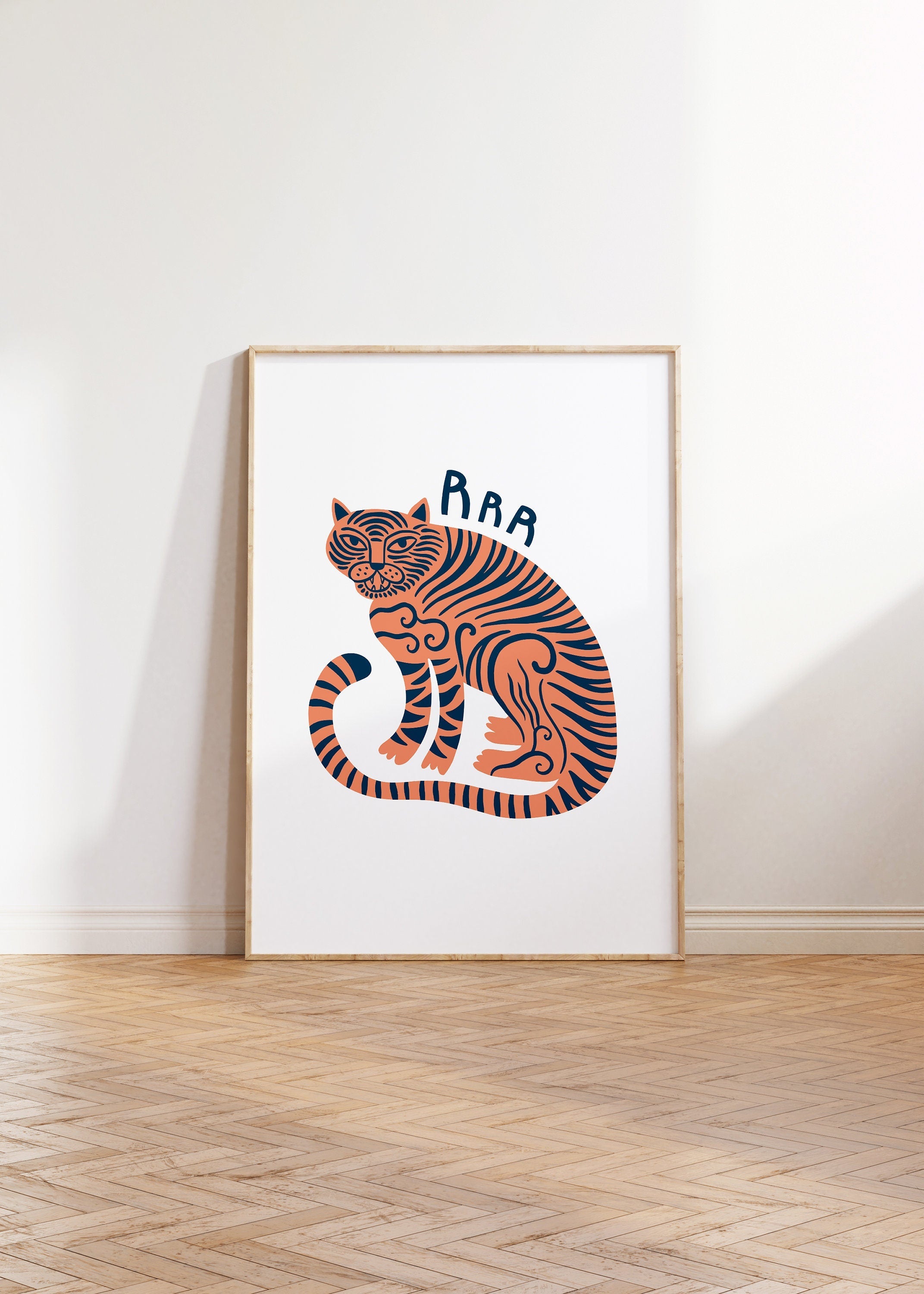 Tiger White Digital Art Print