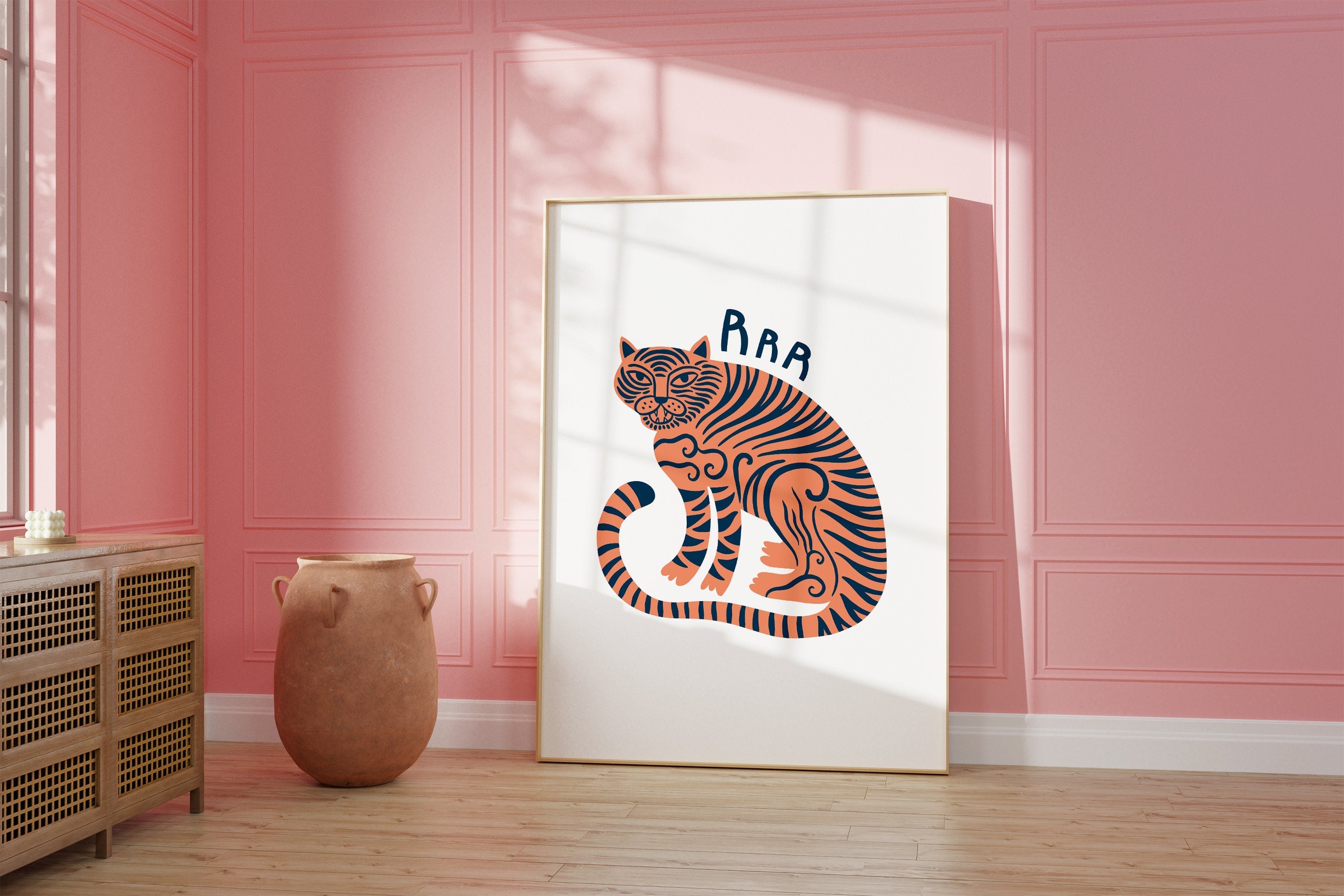 Tiger White Digital Art Print