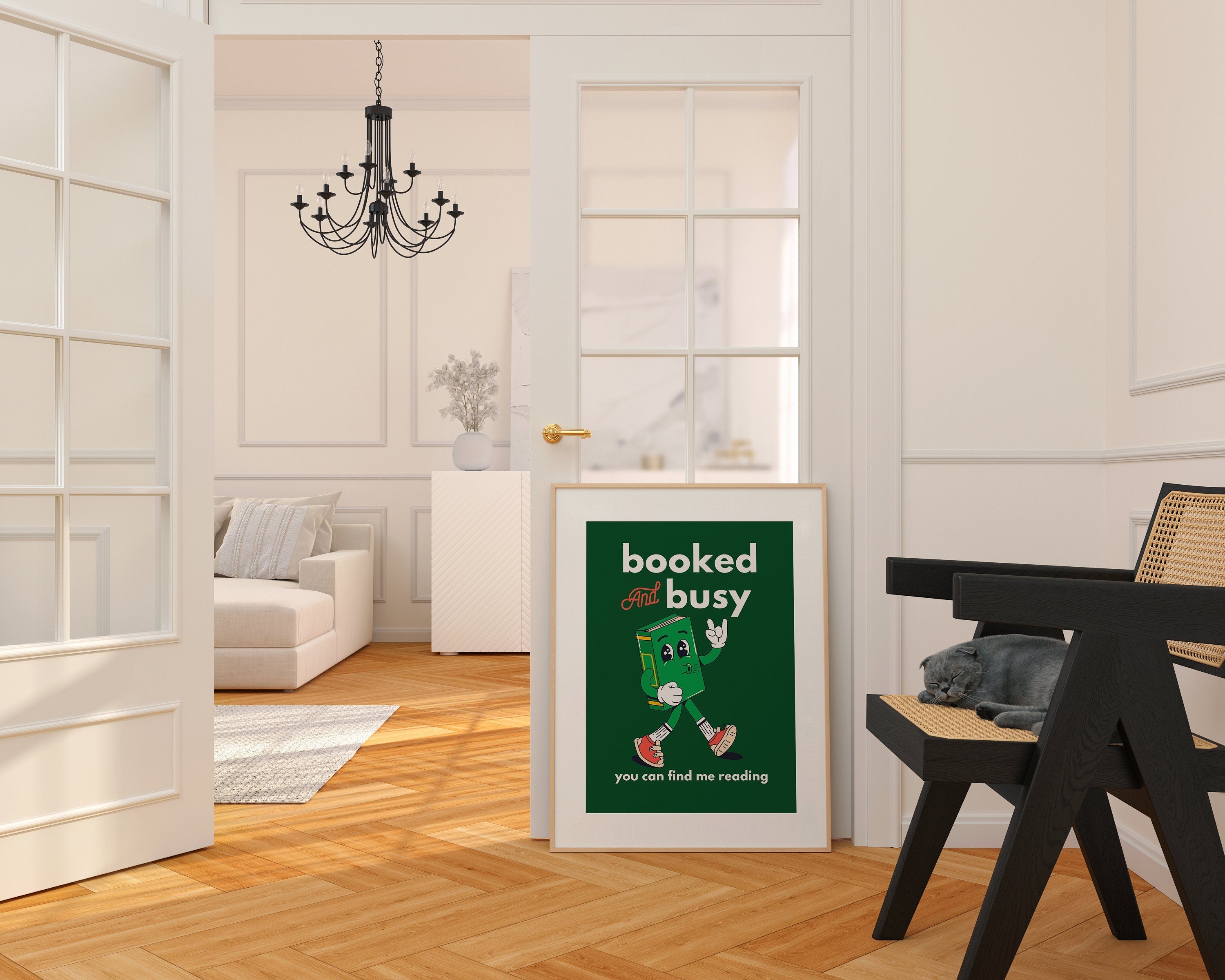 Booked and Busy Green Digital Art Print