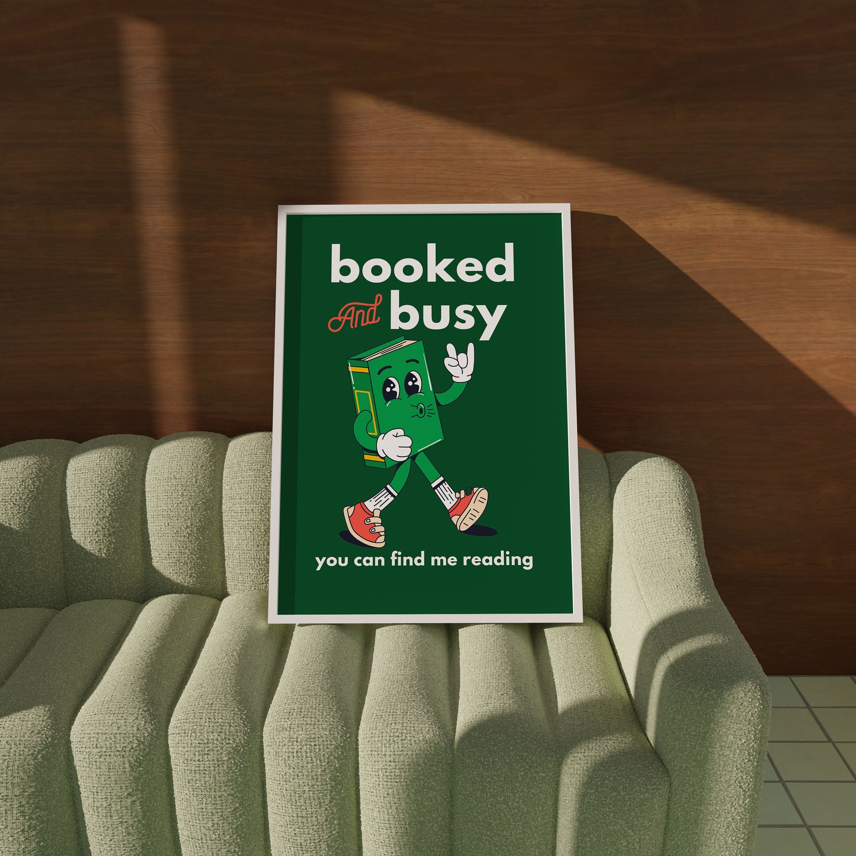 Booked and Busy Green Digital Art Print
